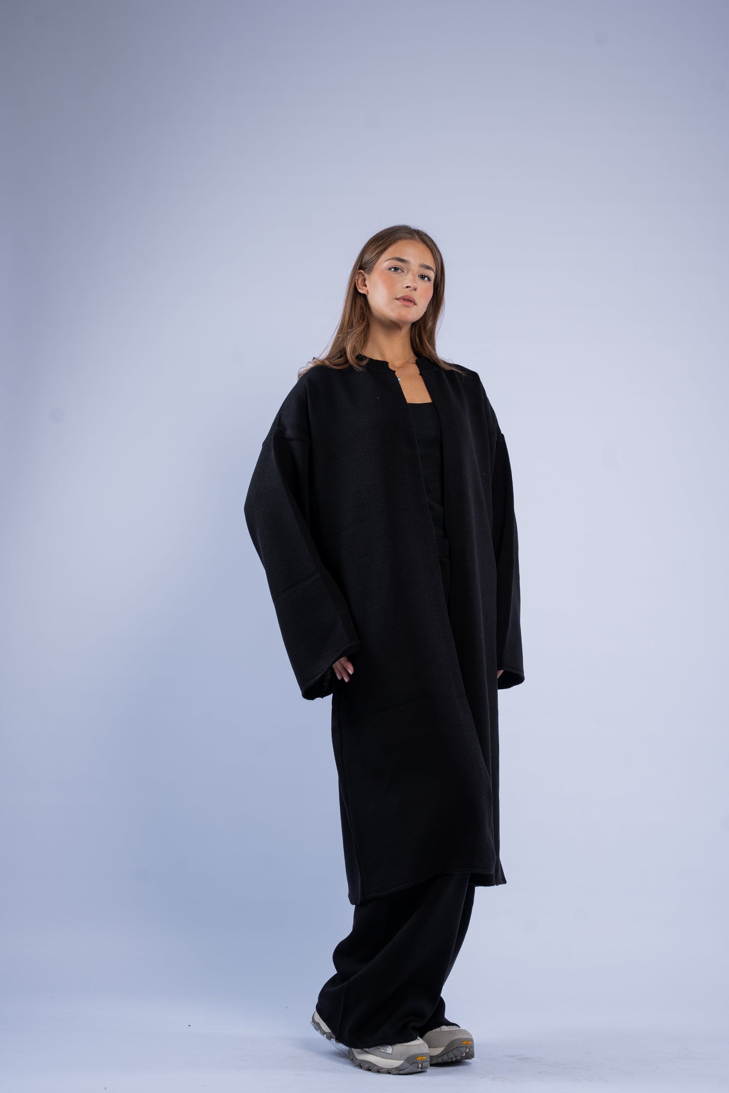 Long knit cardigan set