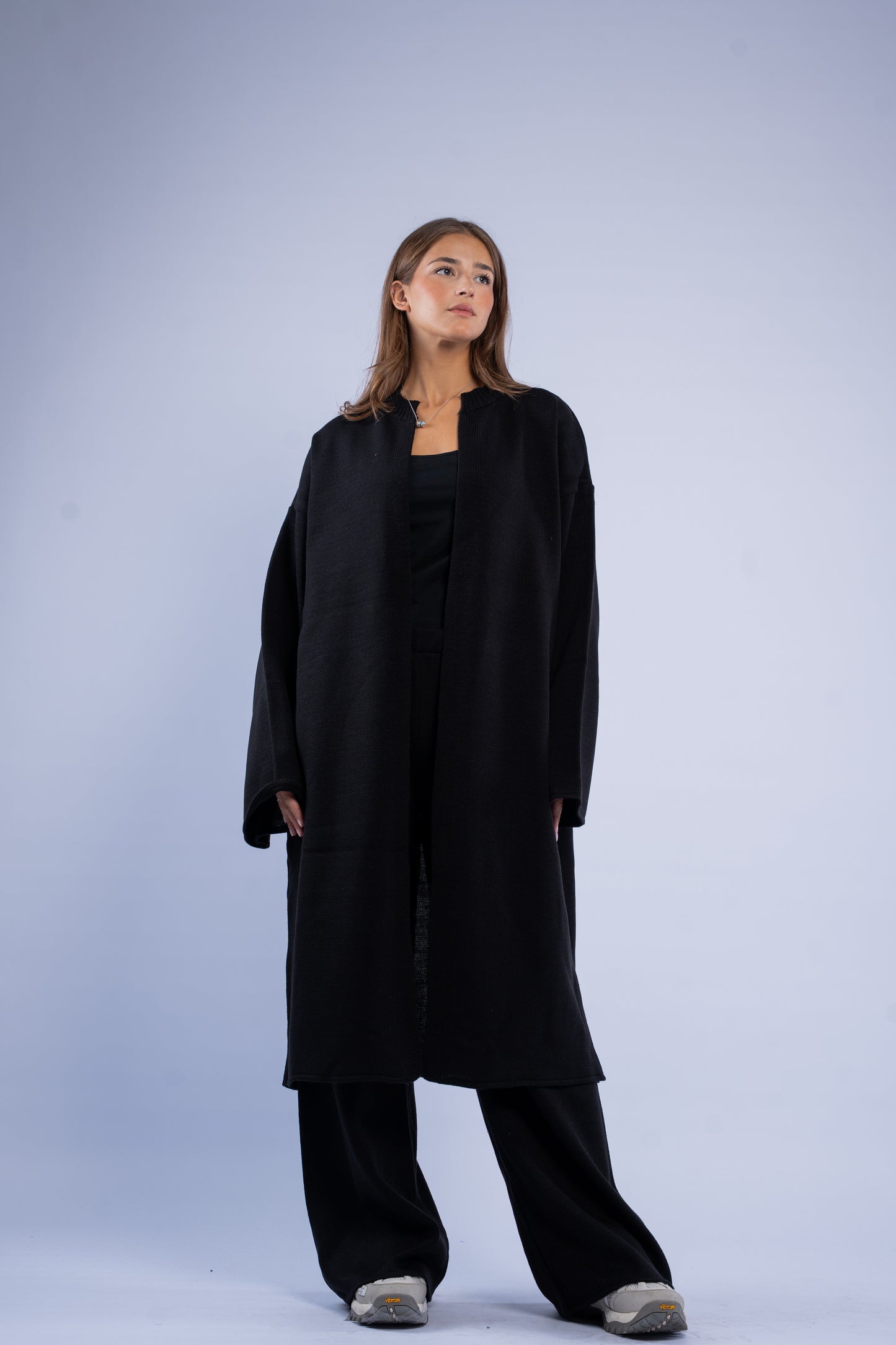 Long knit cardigan set