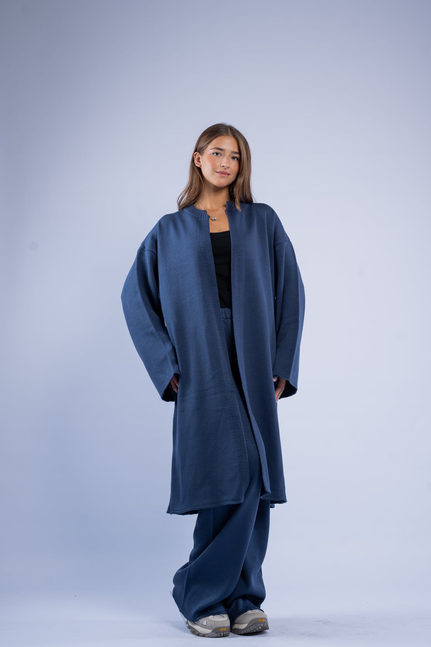 Long knit cardigan set