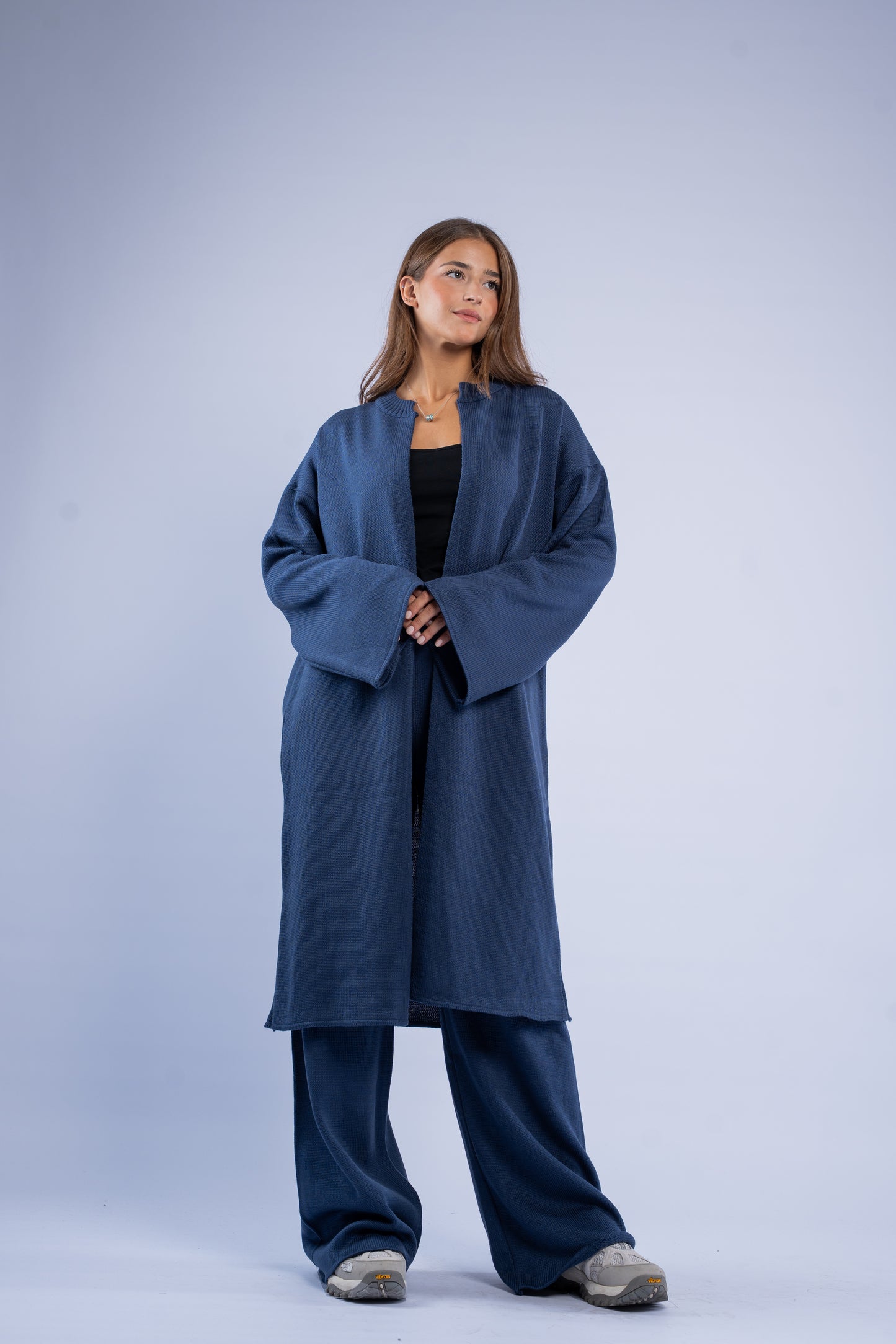 Long knit cardigan set