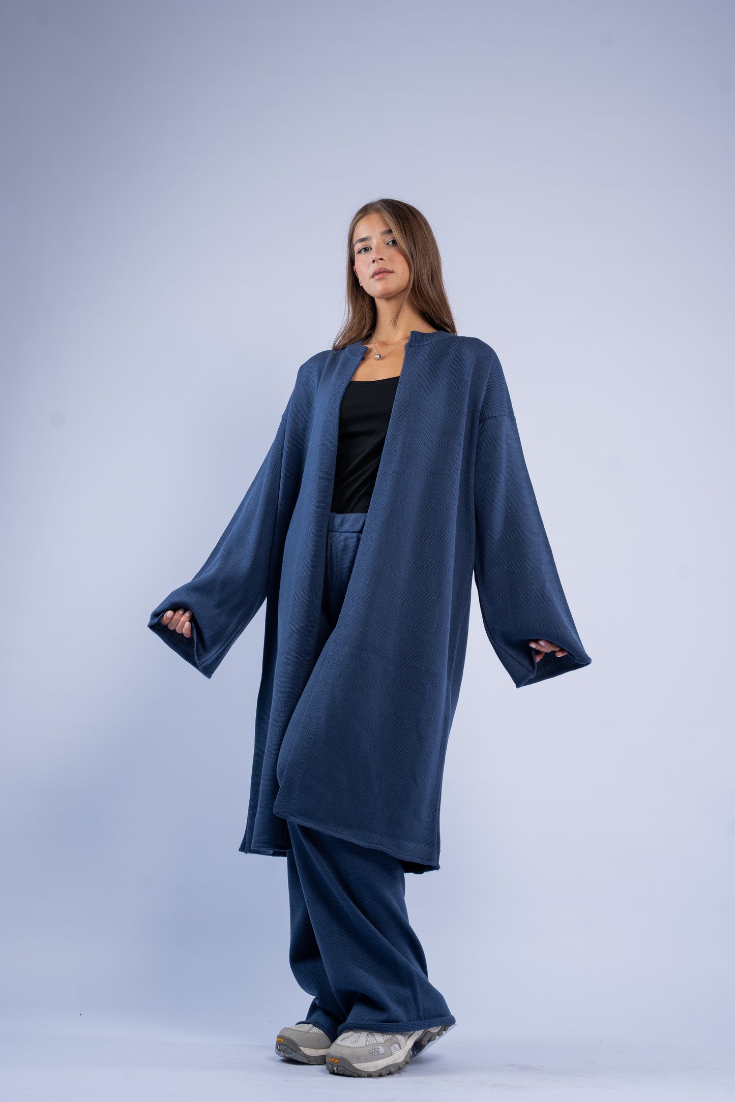 Long knit cardigan set