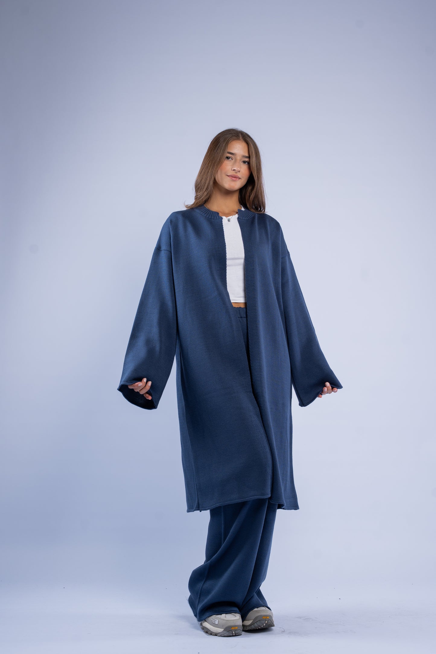 Long knit cardigan set