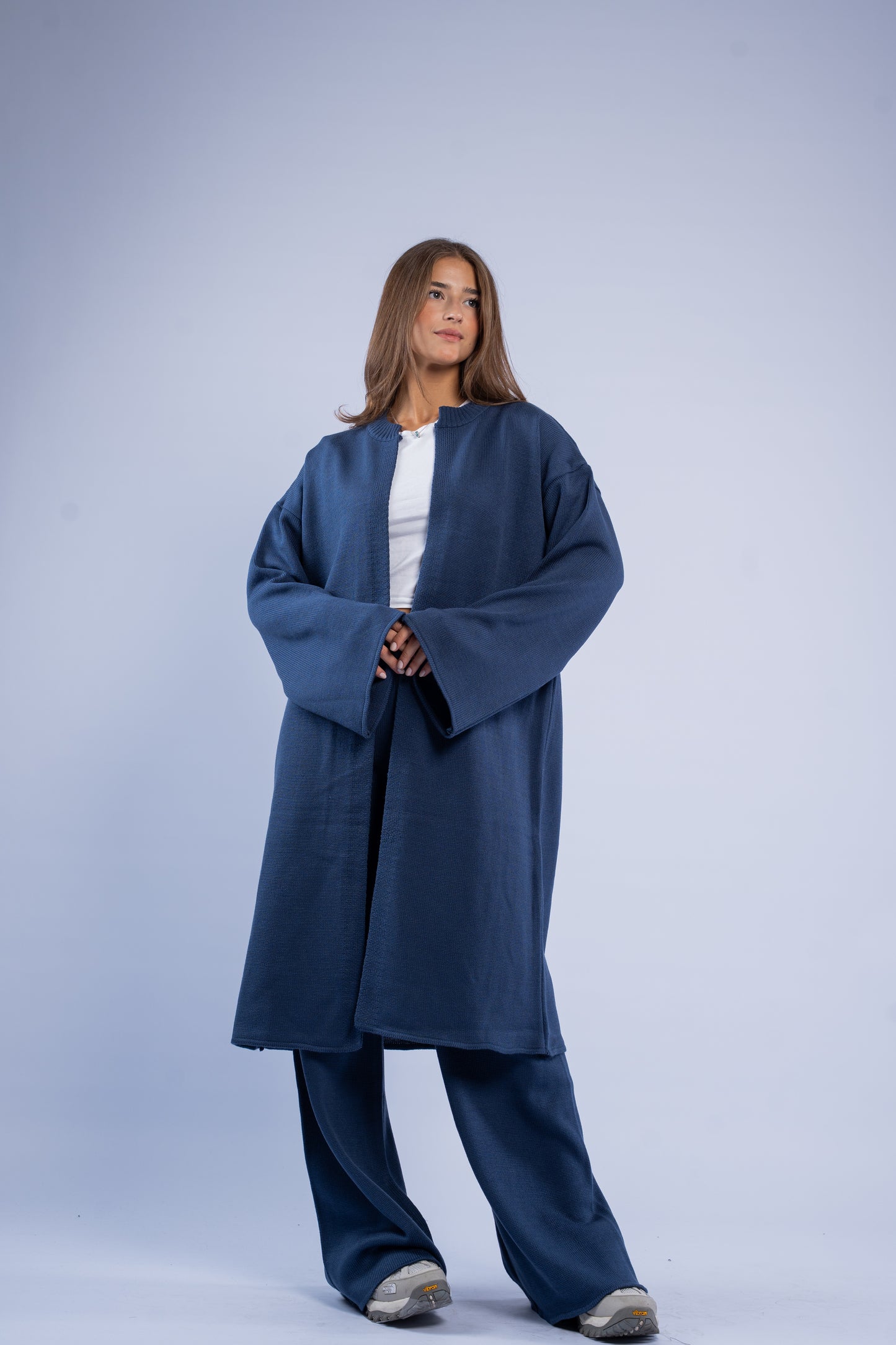 Long knit cardigan set