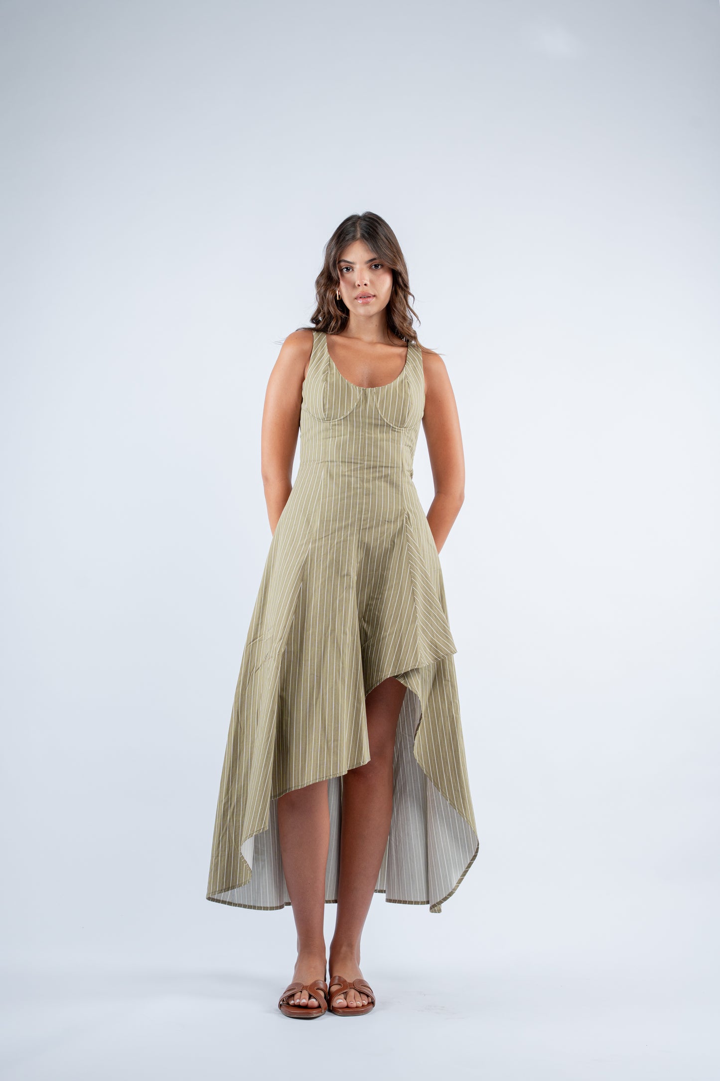 Olive stripe dress