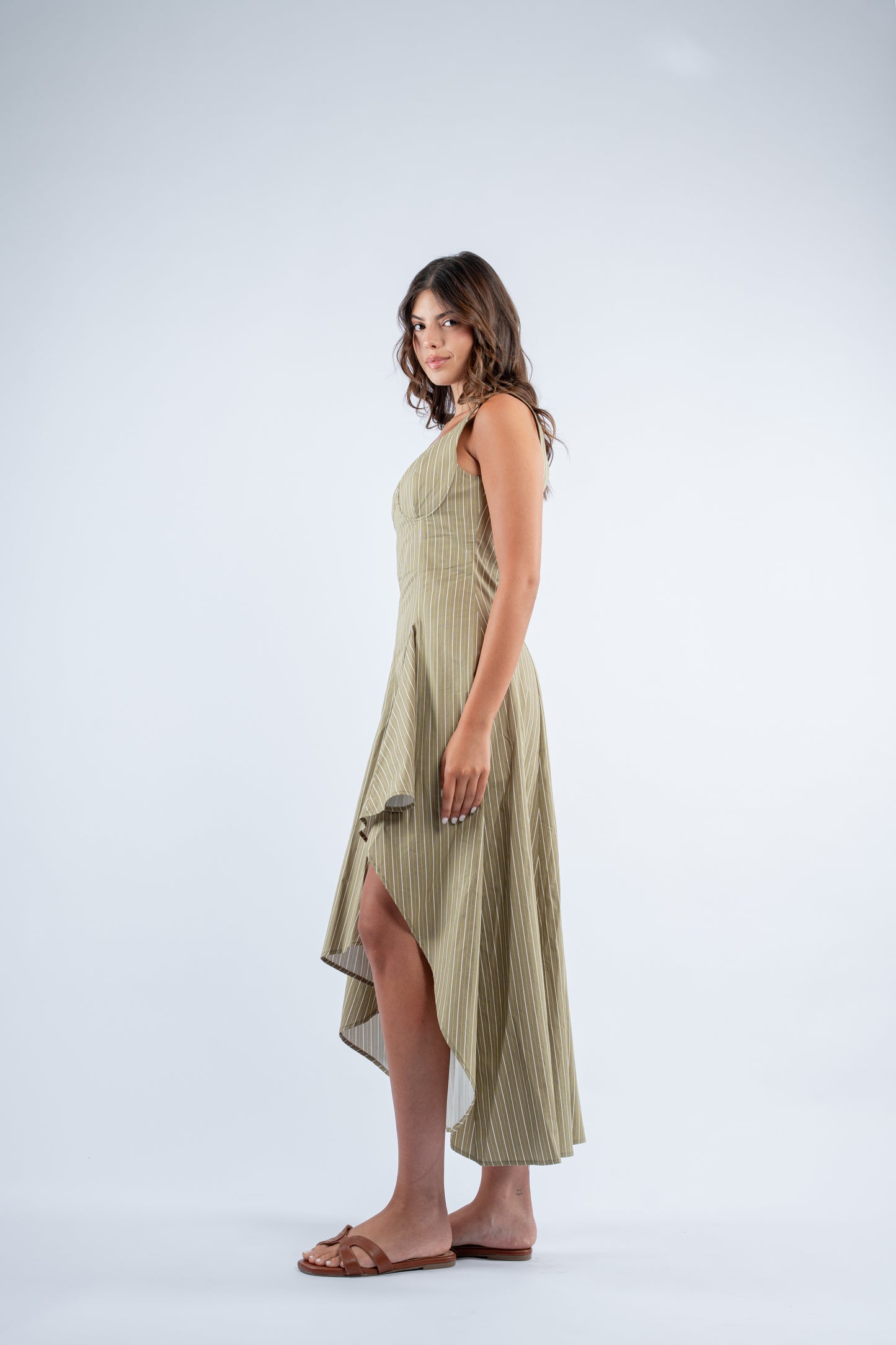 Olive stripe dress