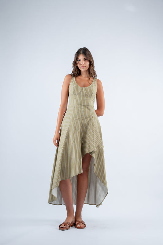 Olive stripe dress