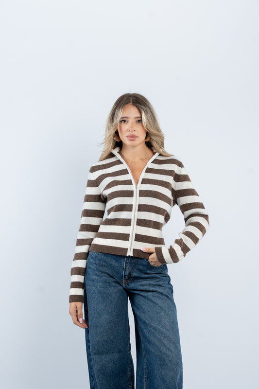 Striped knit jacket