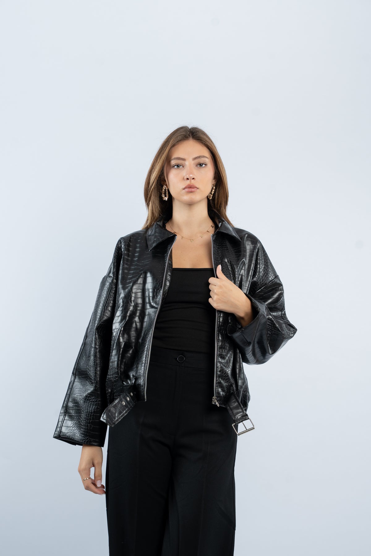 Croco leather jacket