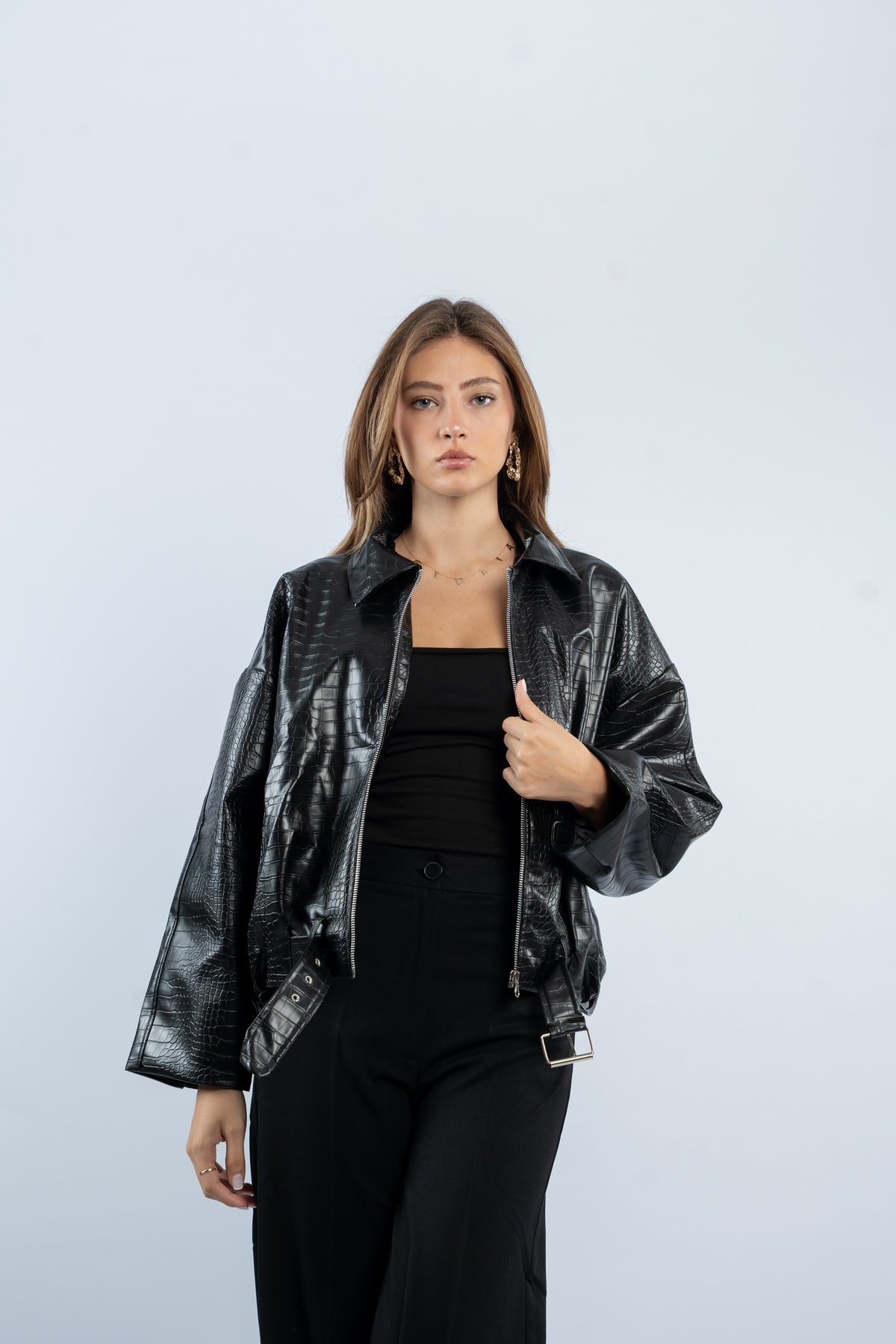 Croco leather jacket