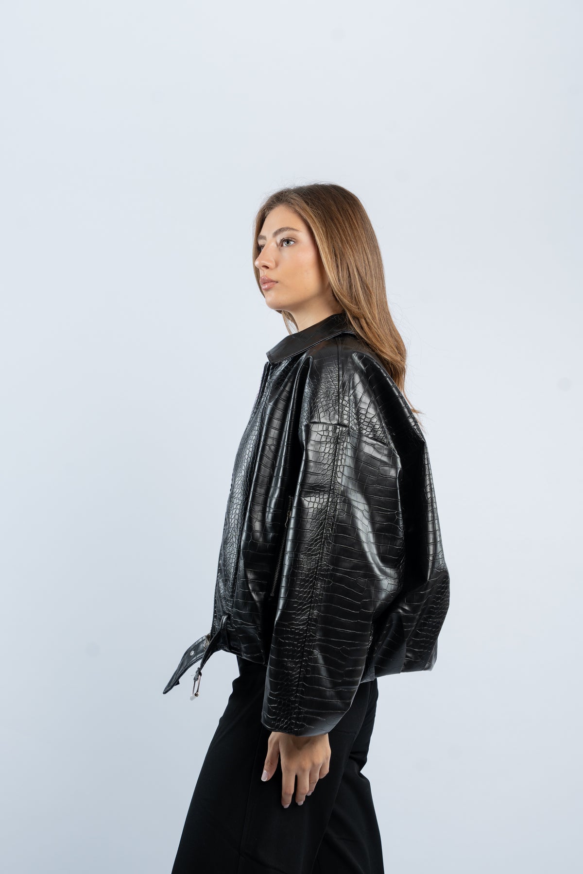 Croco leather jacket
