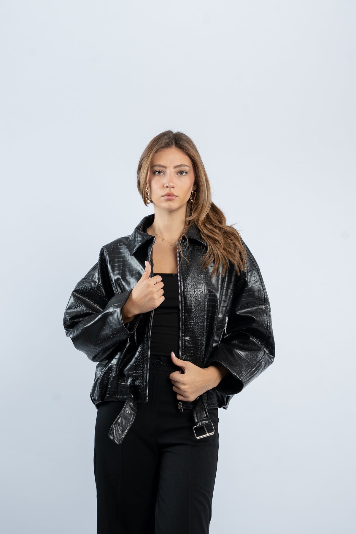 Croco leather jacket