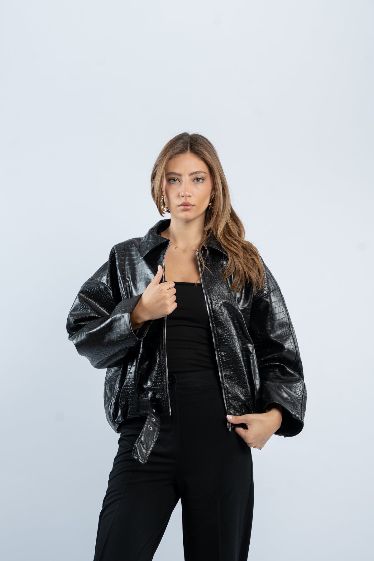 Croco leather jacket