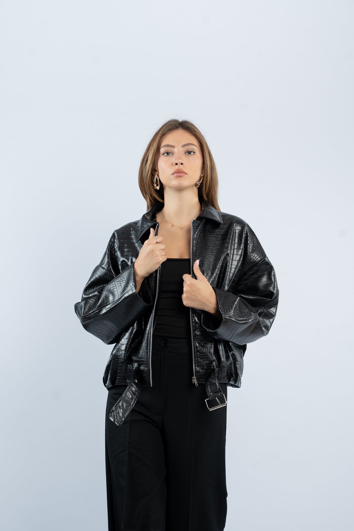 Croco leather jacket