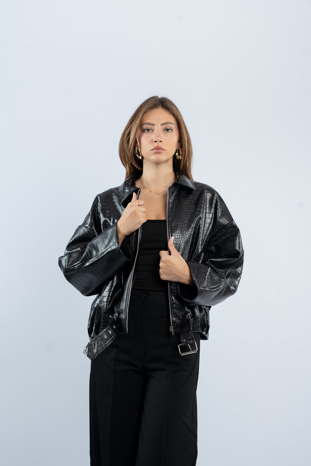 Croco leather jacket