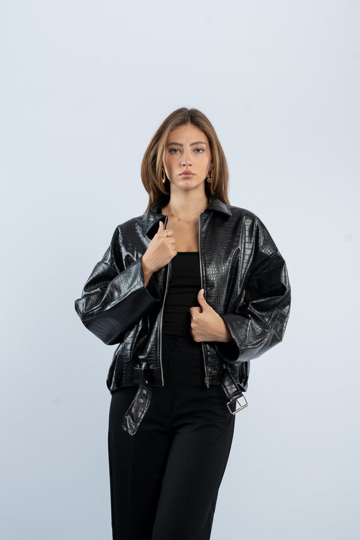 Croco leather jacket