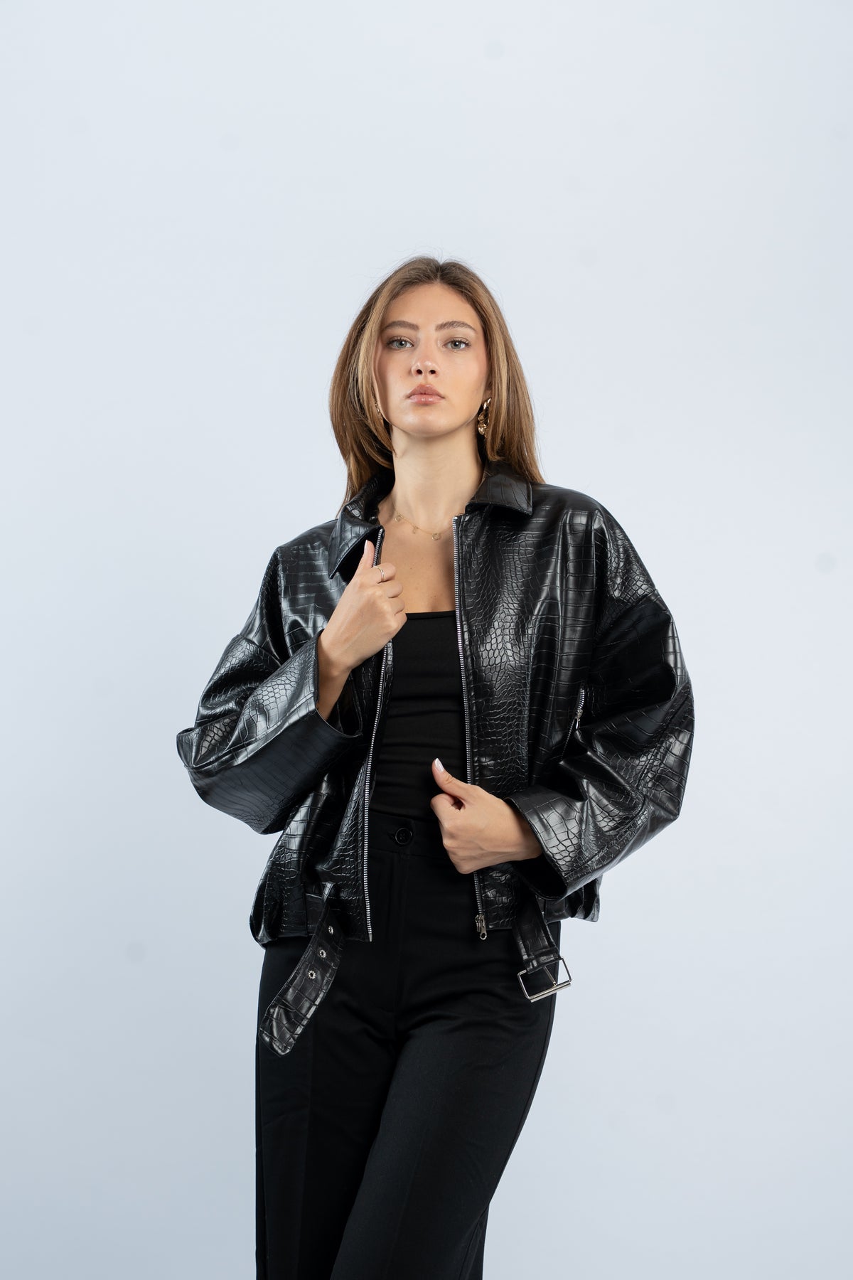 Croco leather jacket