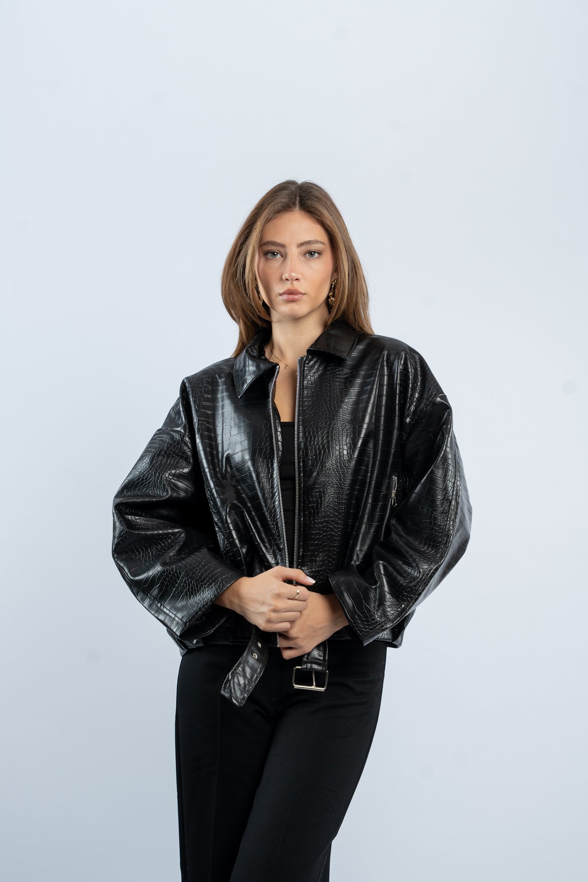 Croco leather jacket