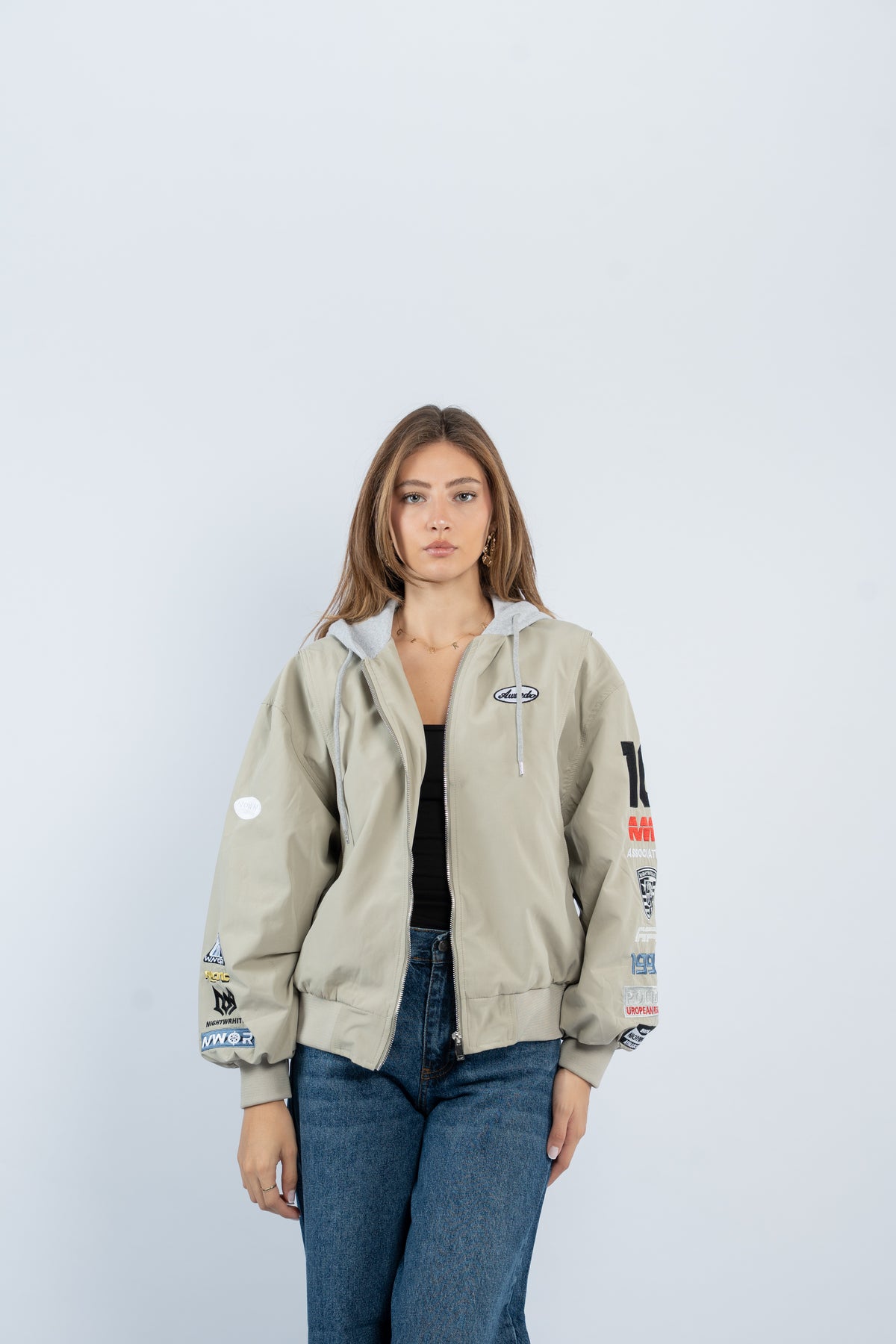 Contrast hooded jacket