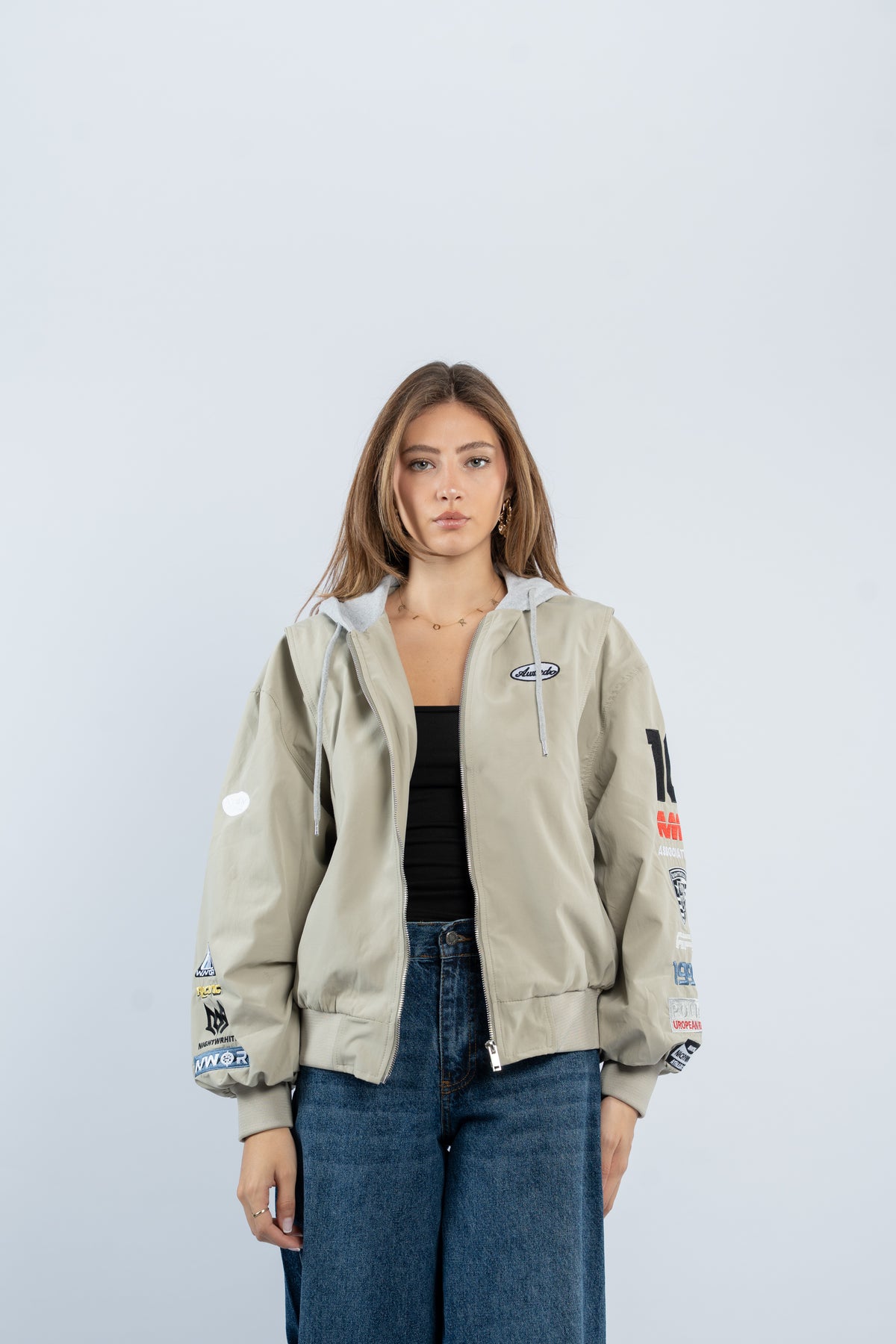 Contrast hooded jacket