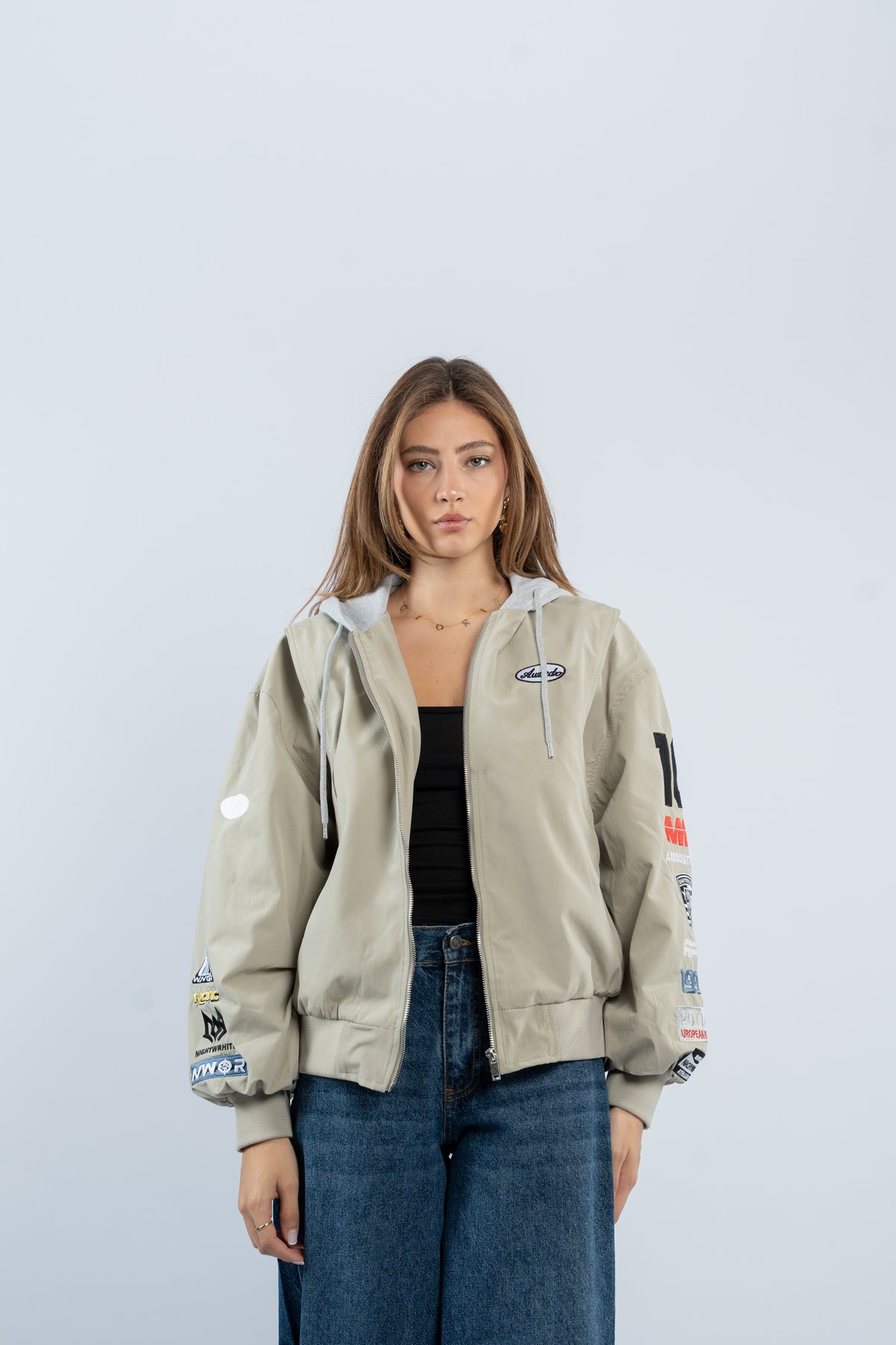 Contrast hooded jacket