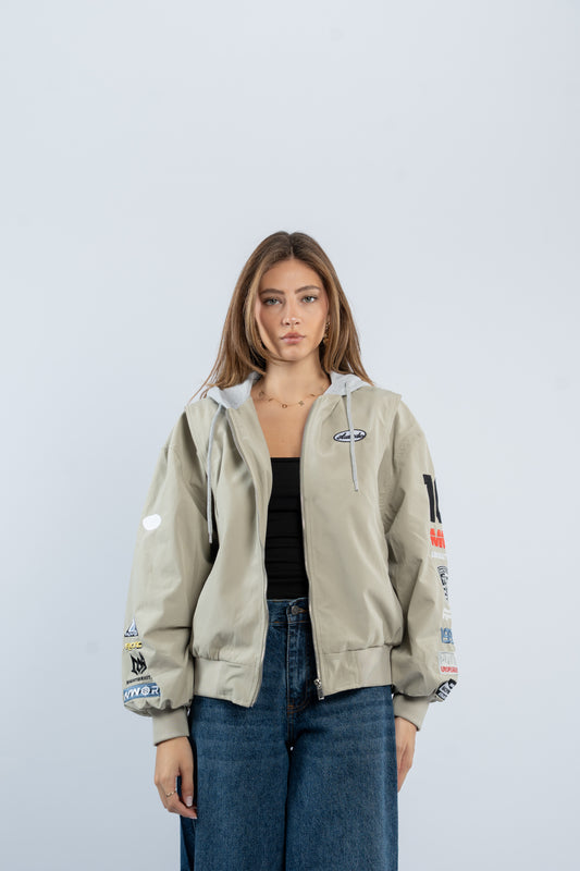 Contrast hooded jacket