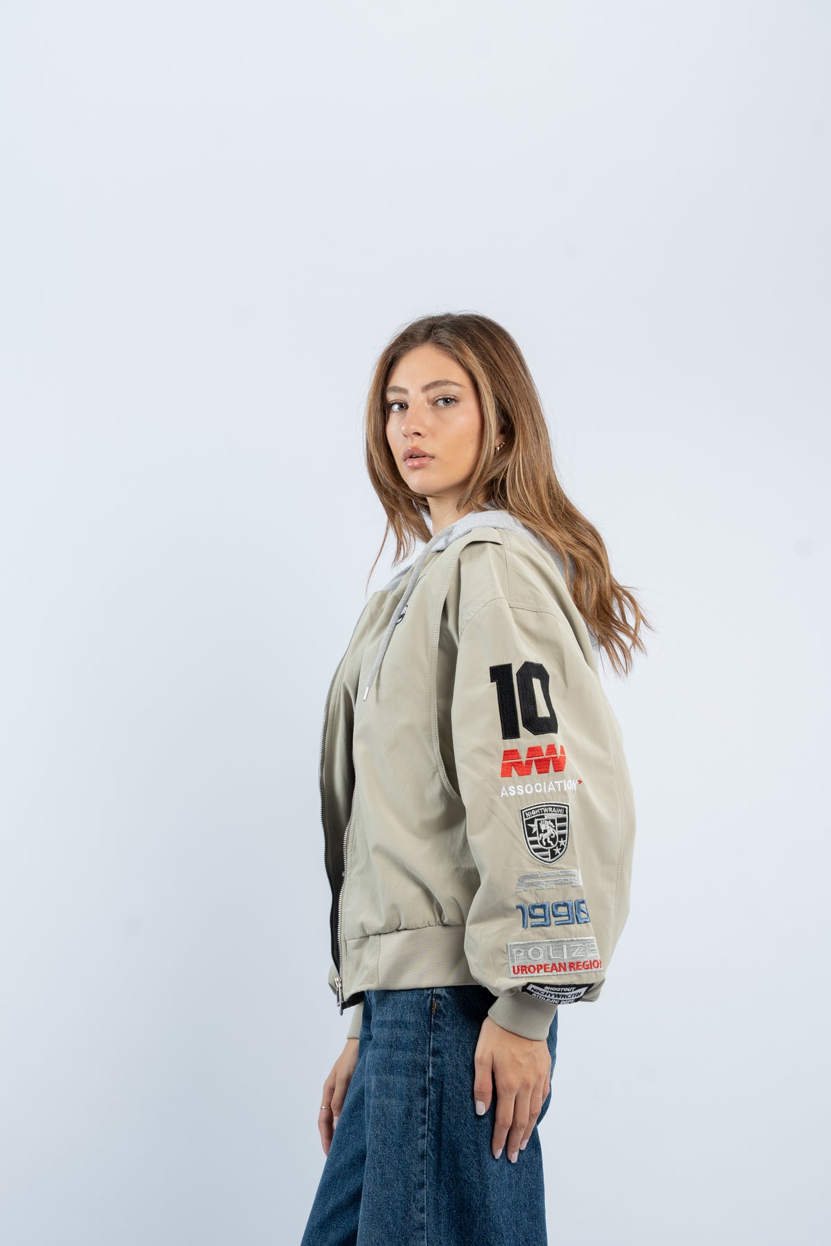 Contrast hooded jacket
