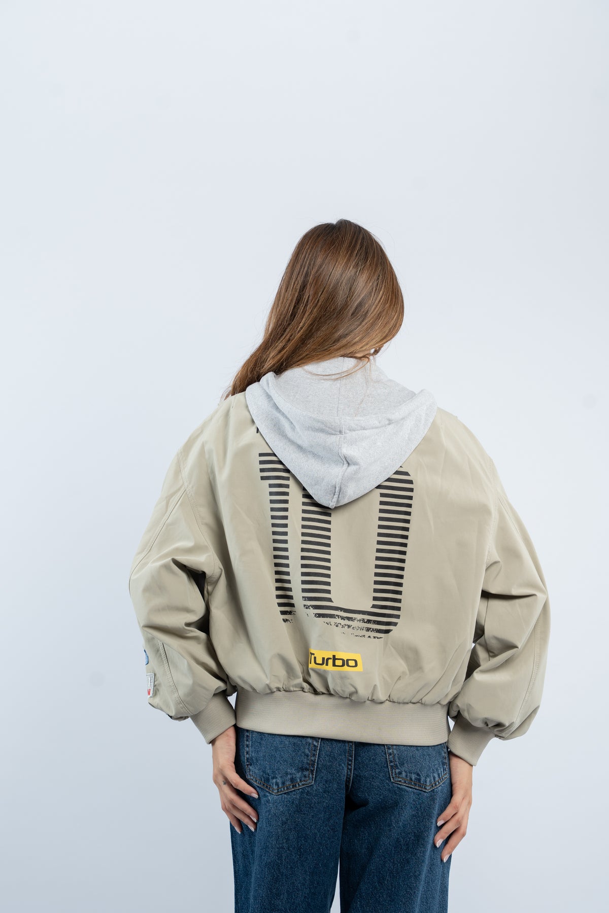 Contrast hooded jacket