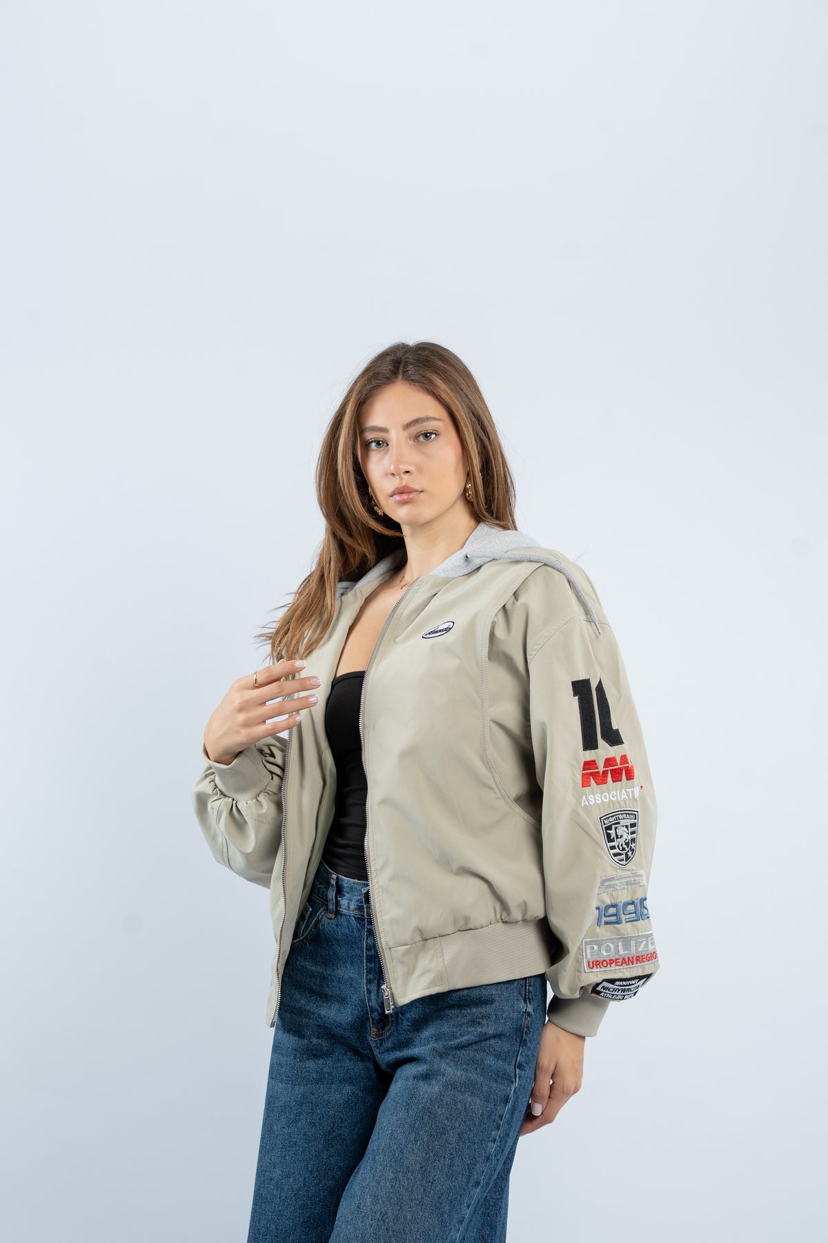 Contrast hooded jacket