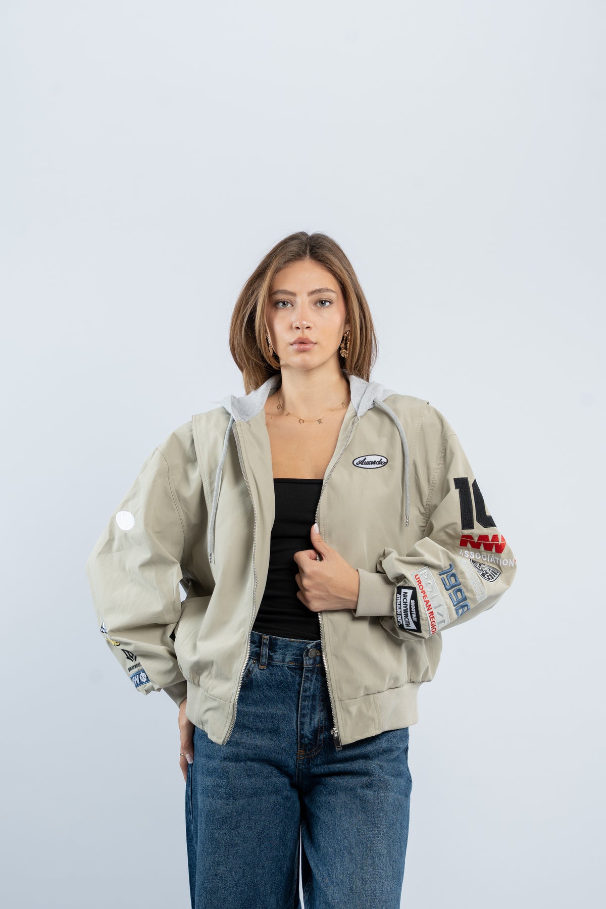 Contrast hooded jacket
