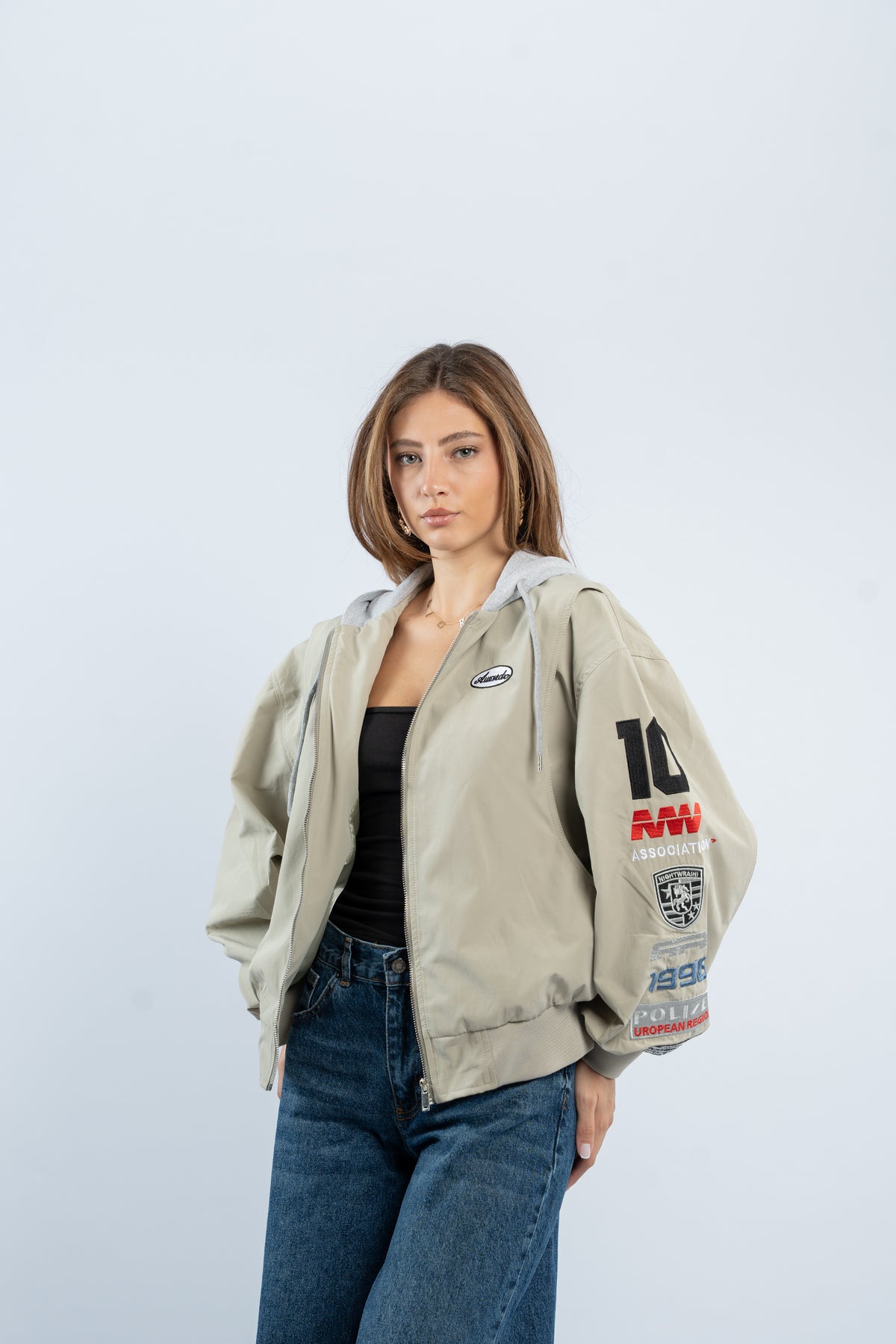 Contrast hooded jacket