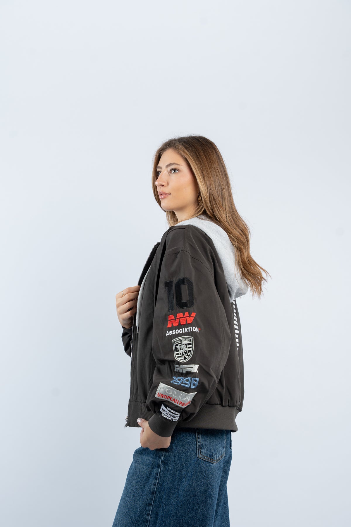 Contrast hooded jacket