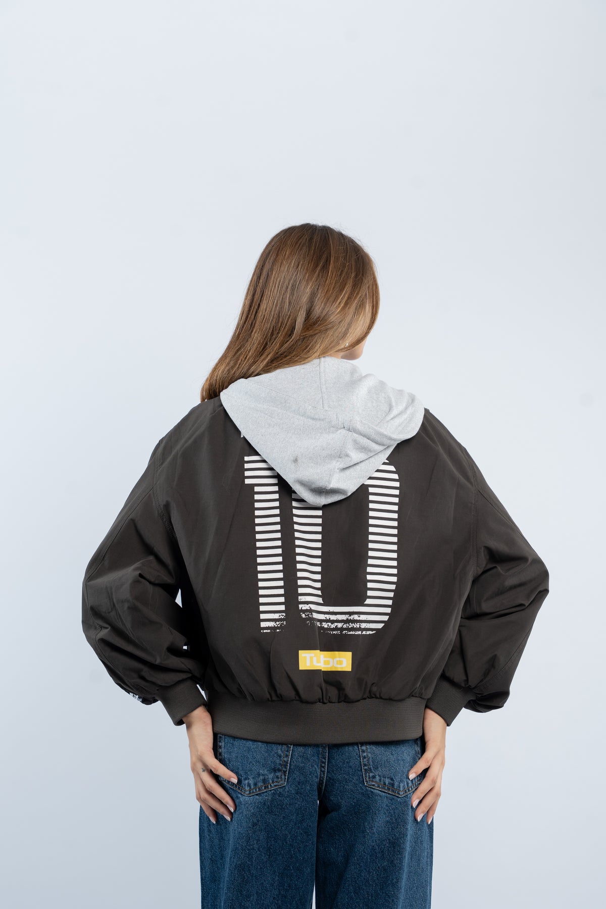 Contrast hooded jacket