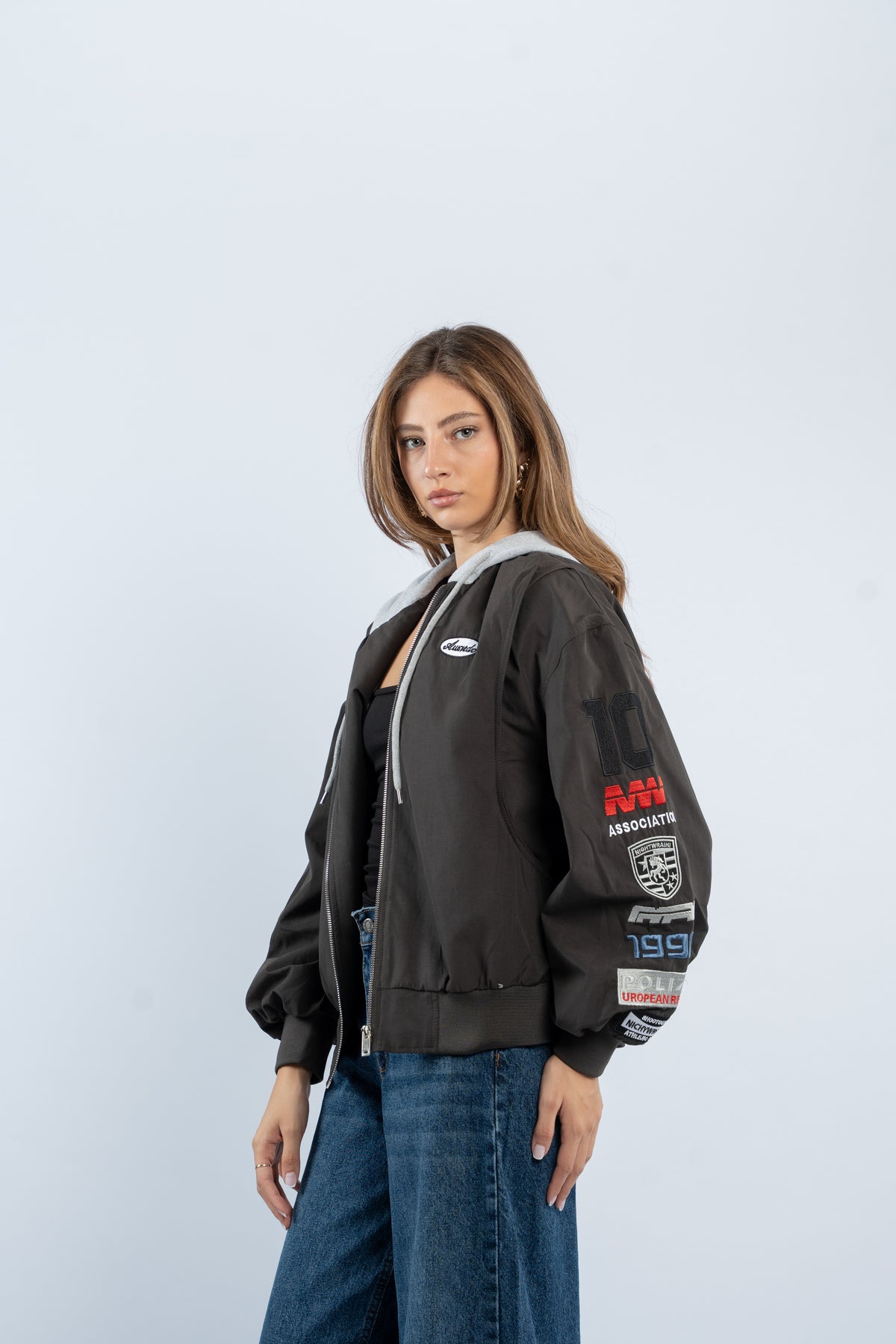Contrast hooded jacket