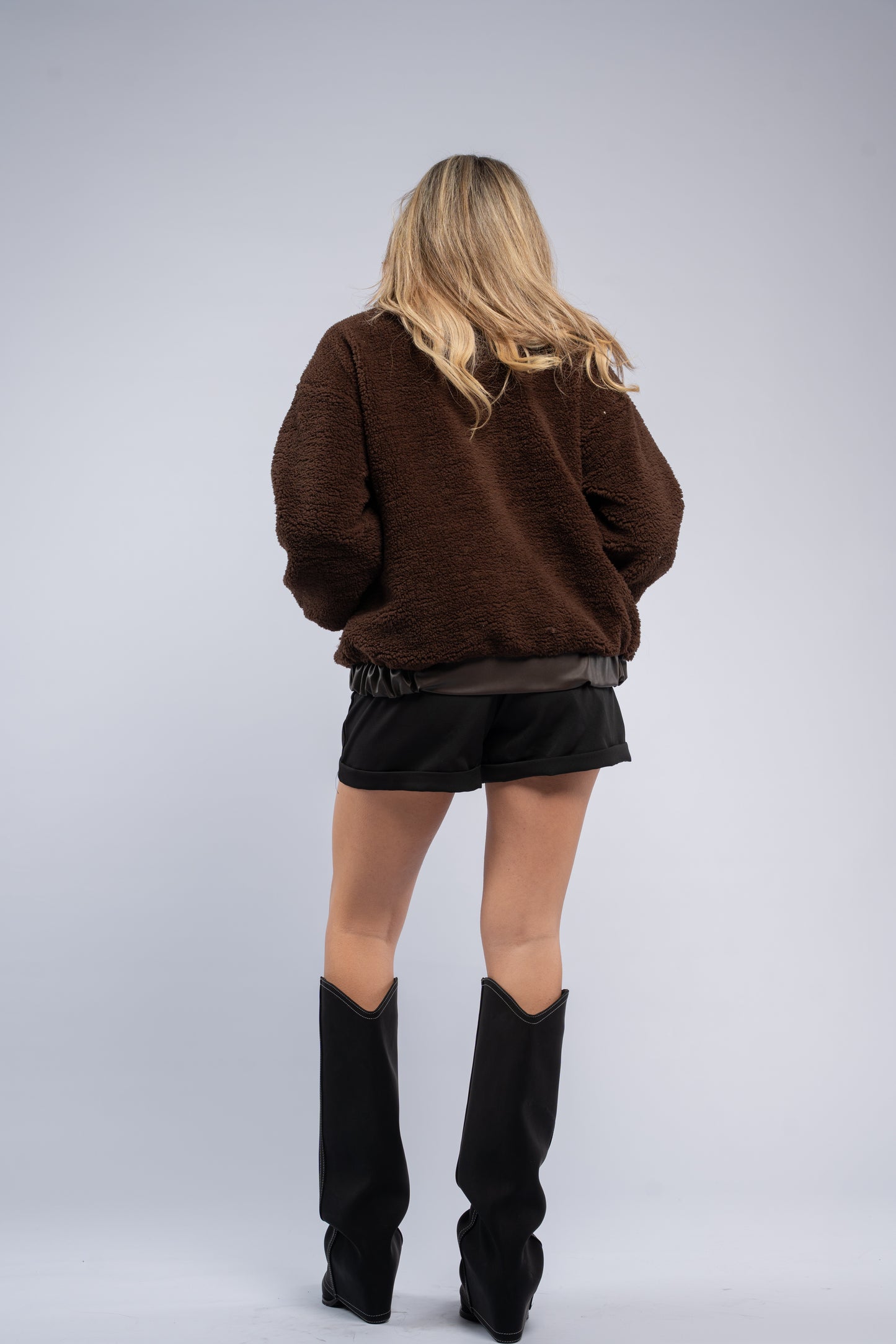 Teddy leather-trim jacket