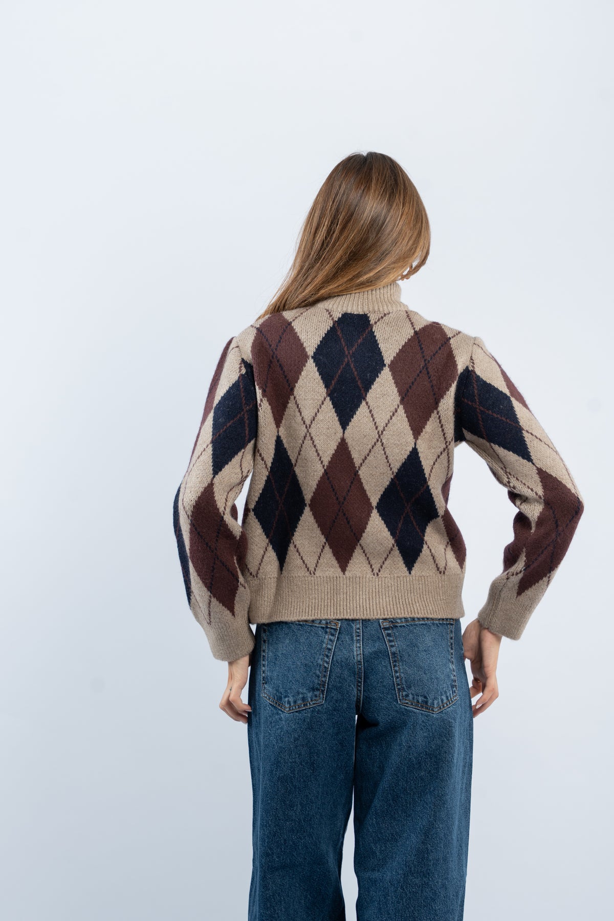 Argyle zip-up jacket