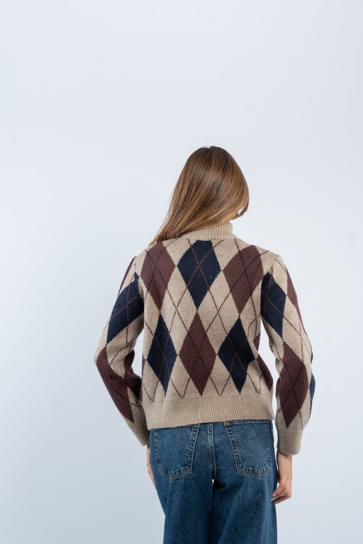 Argyle zip-up jacket
