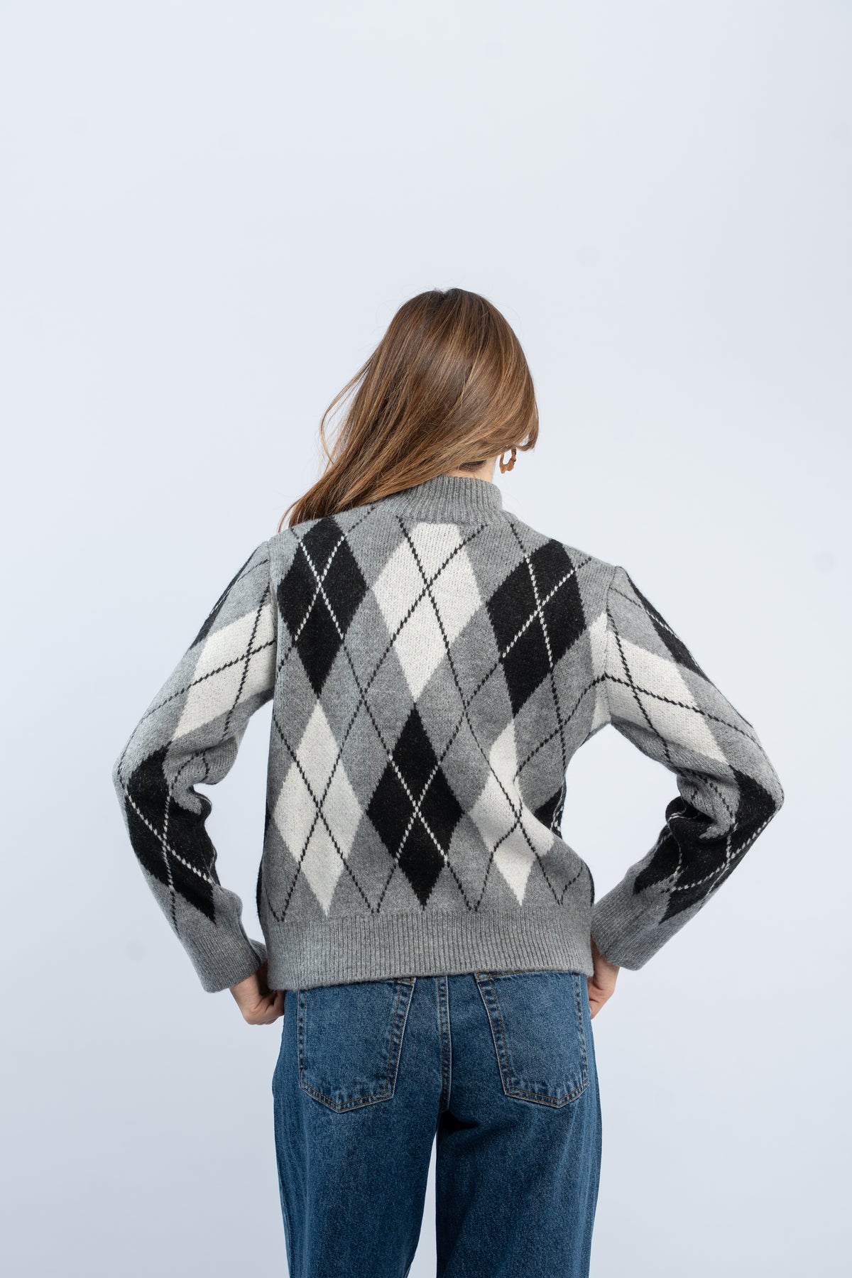 Argyle zip-up jacket