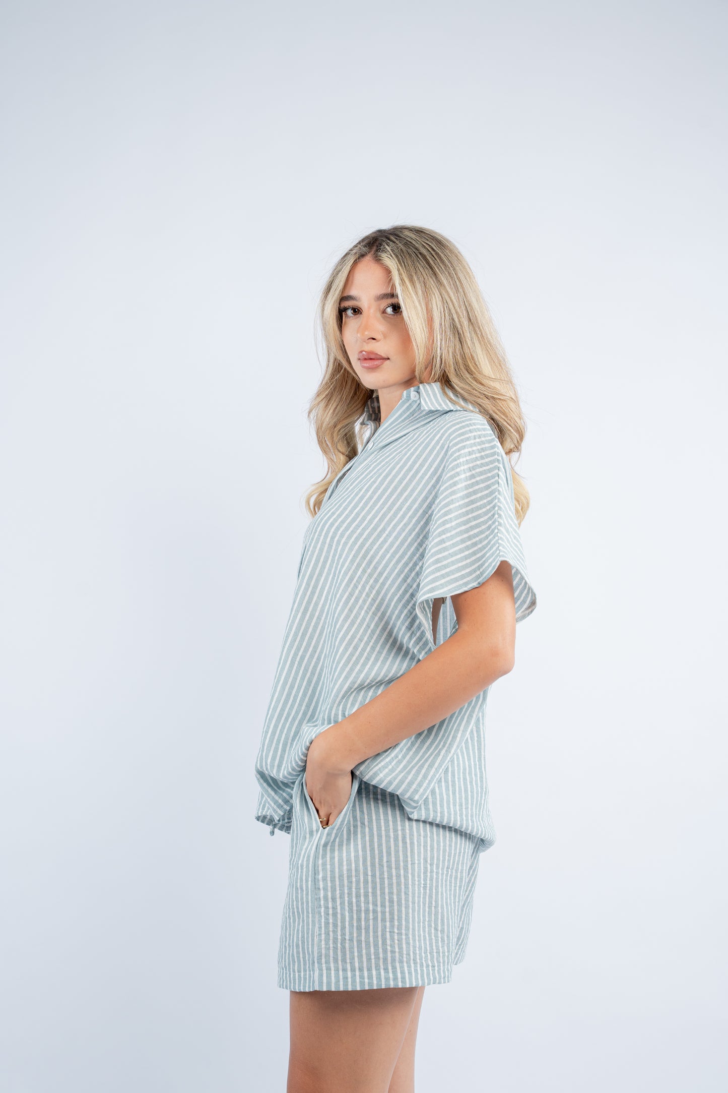 Striped short set