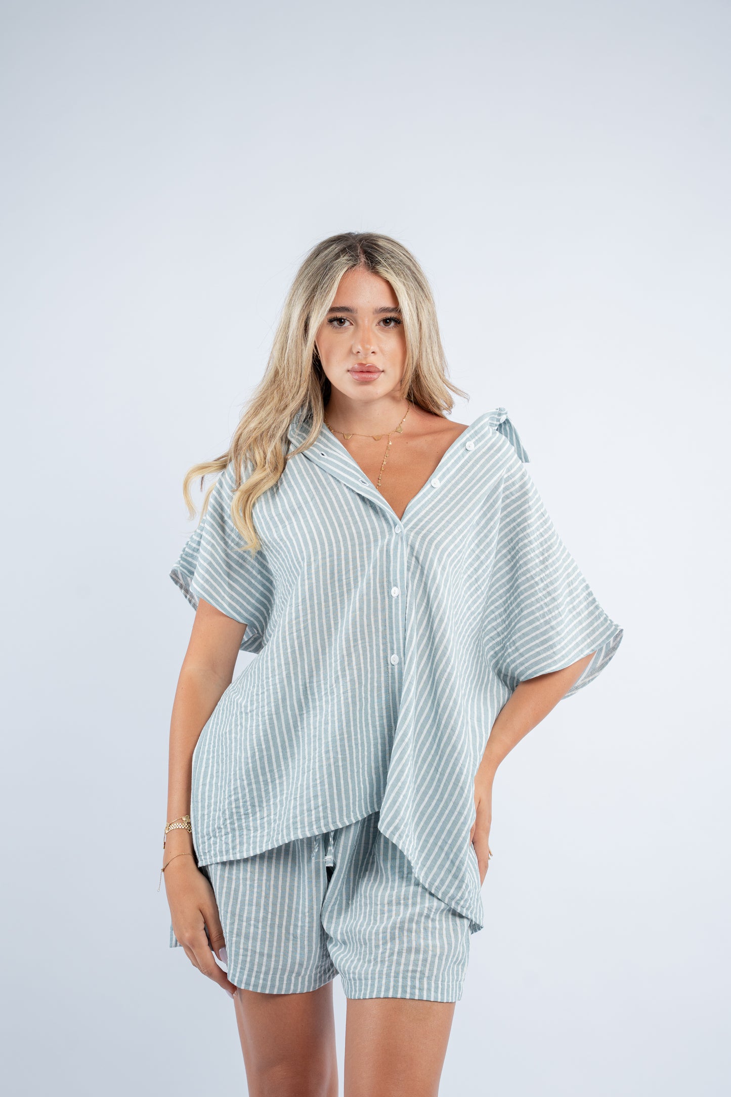 Striped short set