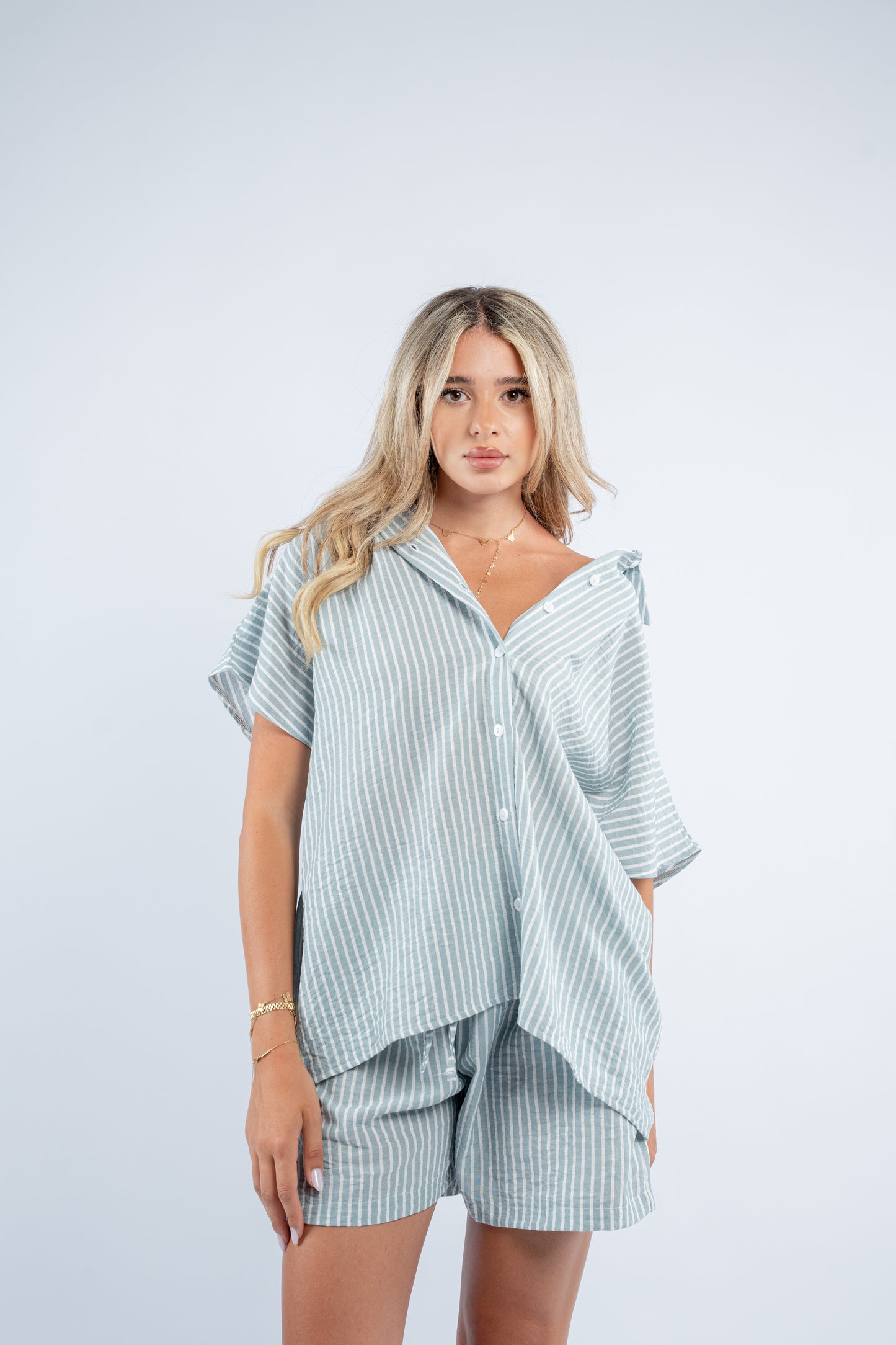 Striped short set