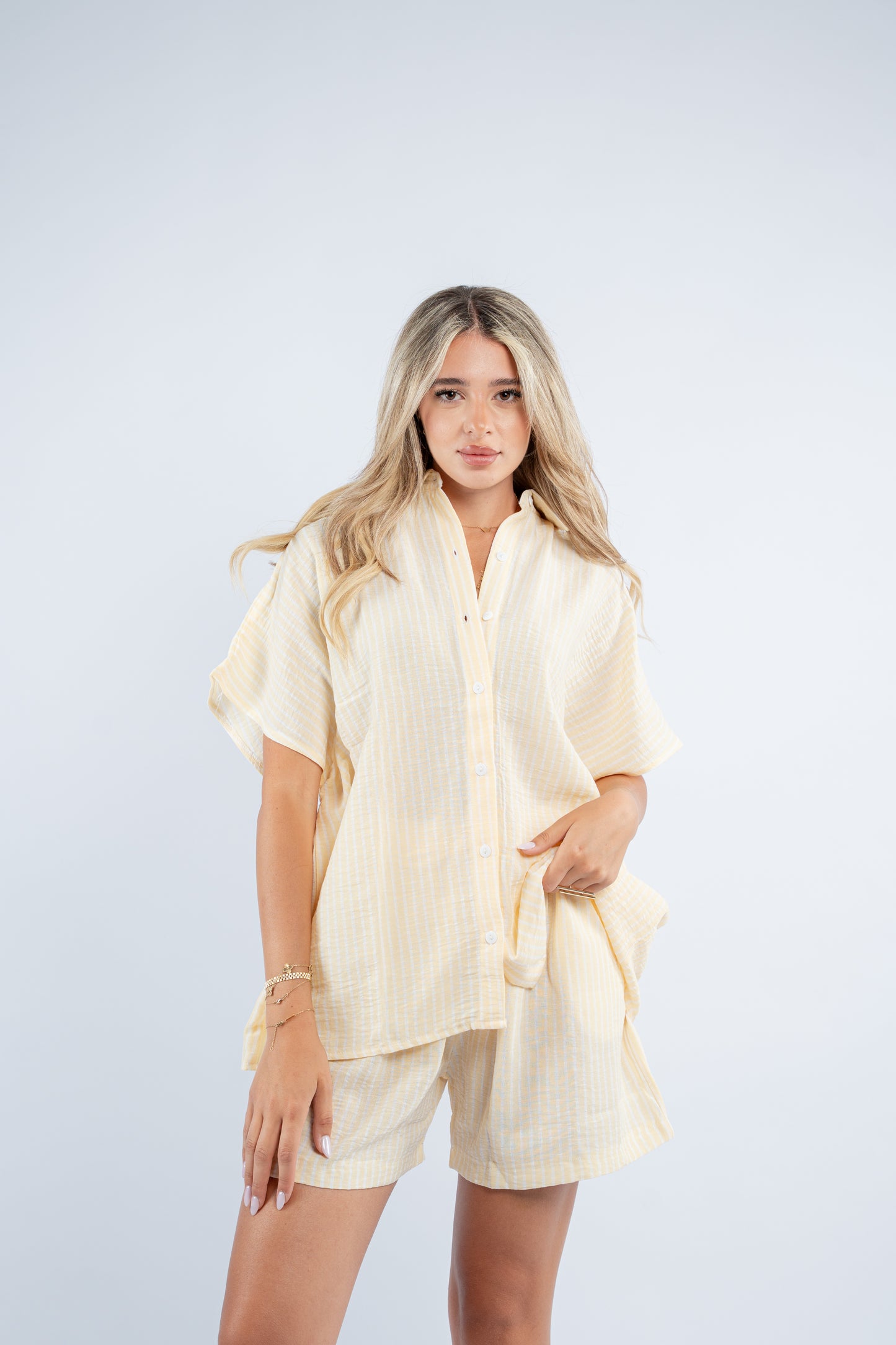 Striped short set