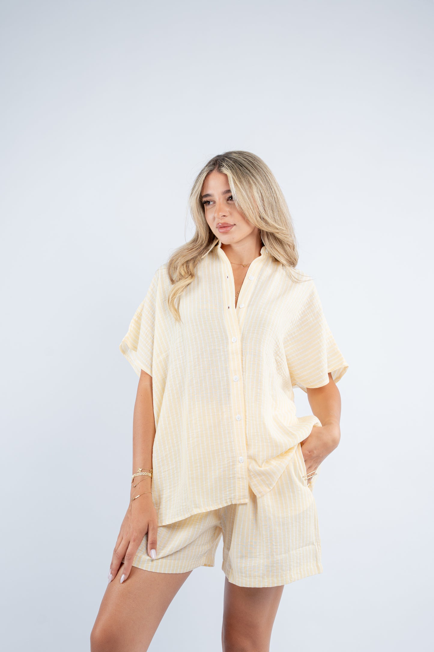 Striped short set