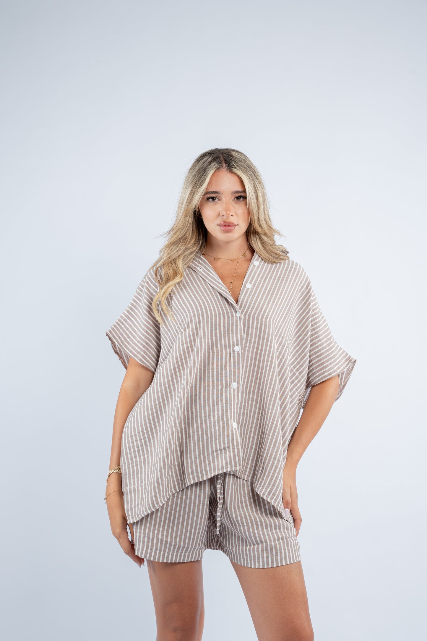 Striped short set