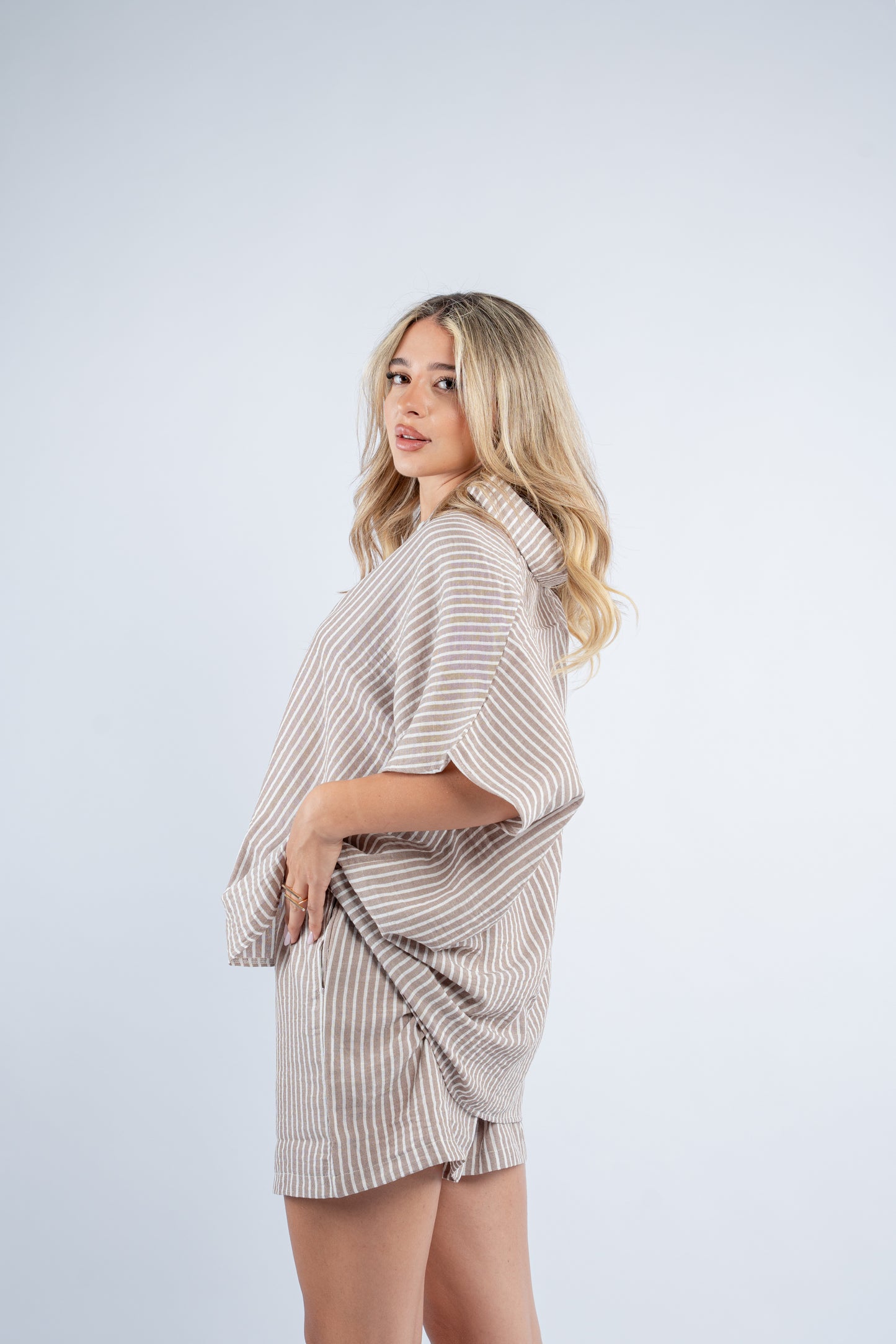 Striped short set