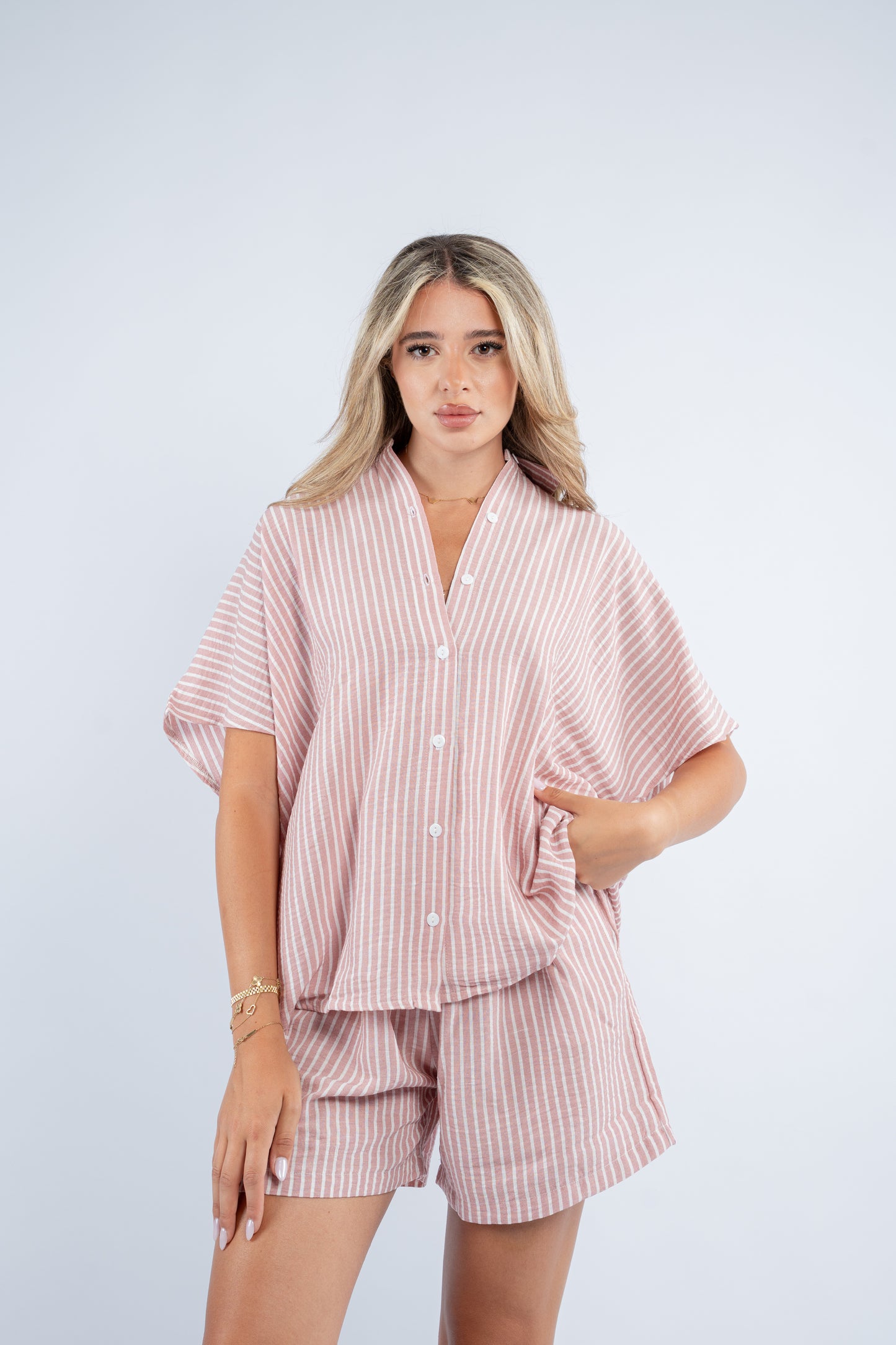 Striped short set