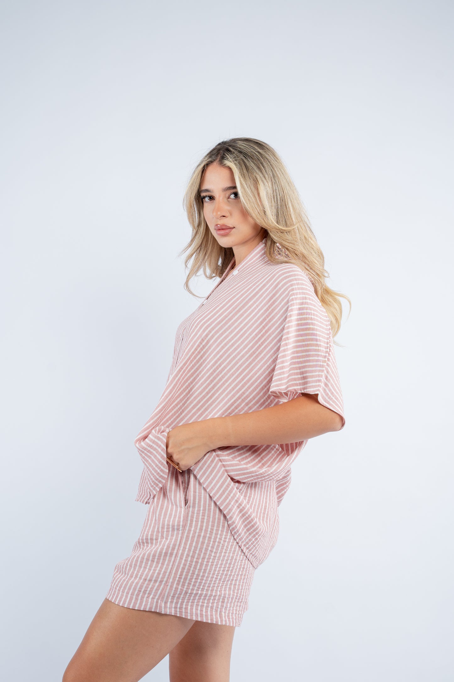 Striped short set