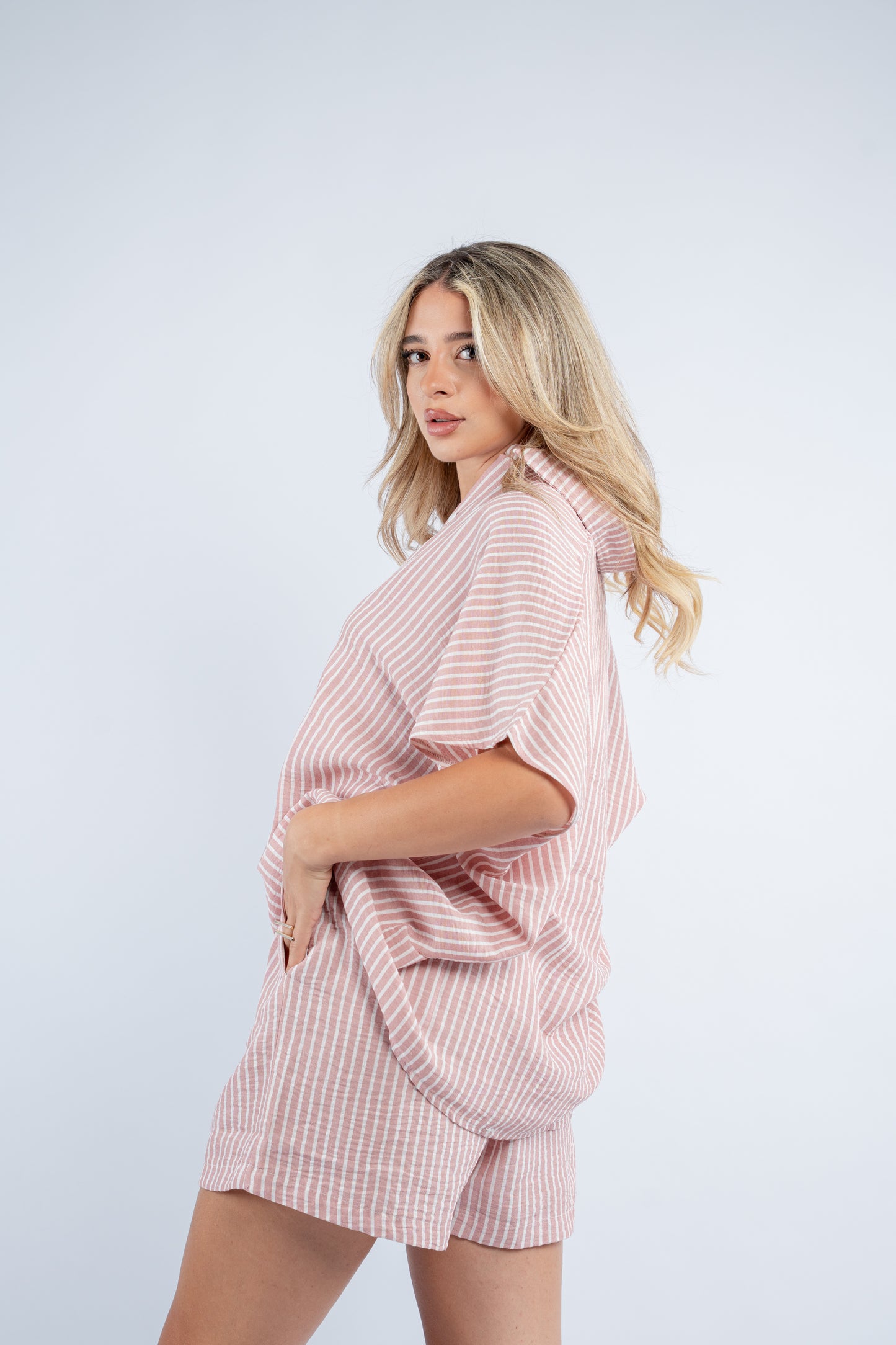 Striped short set