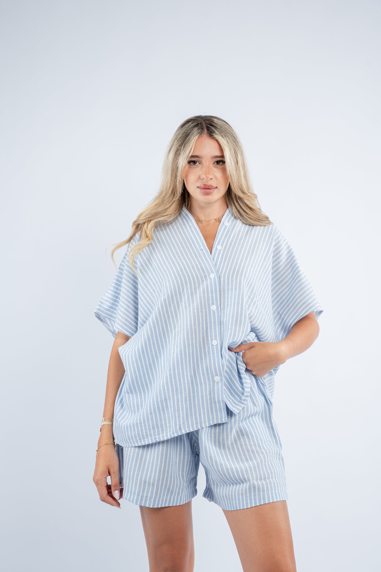 Striped short set