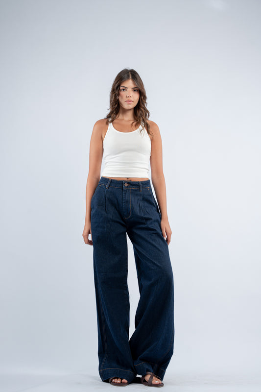 Mid- rise navy jeans