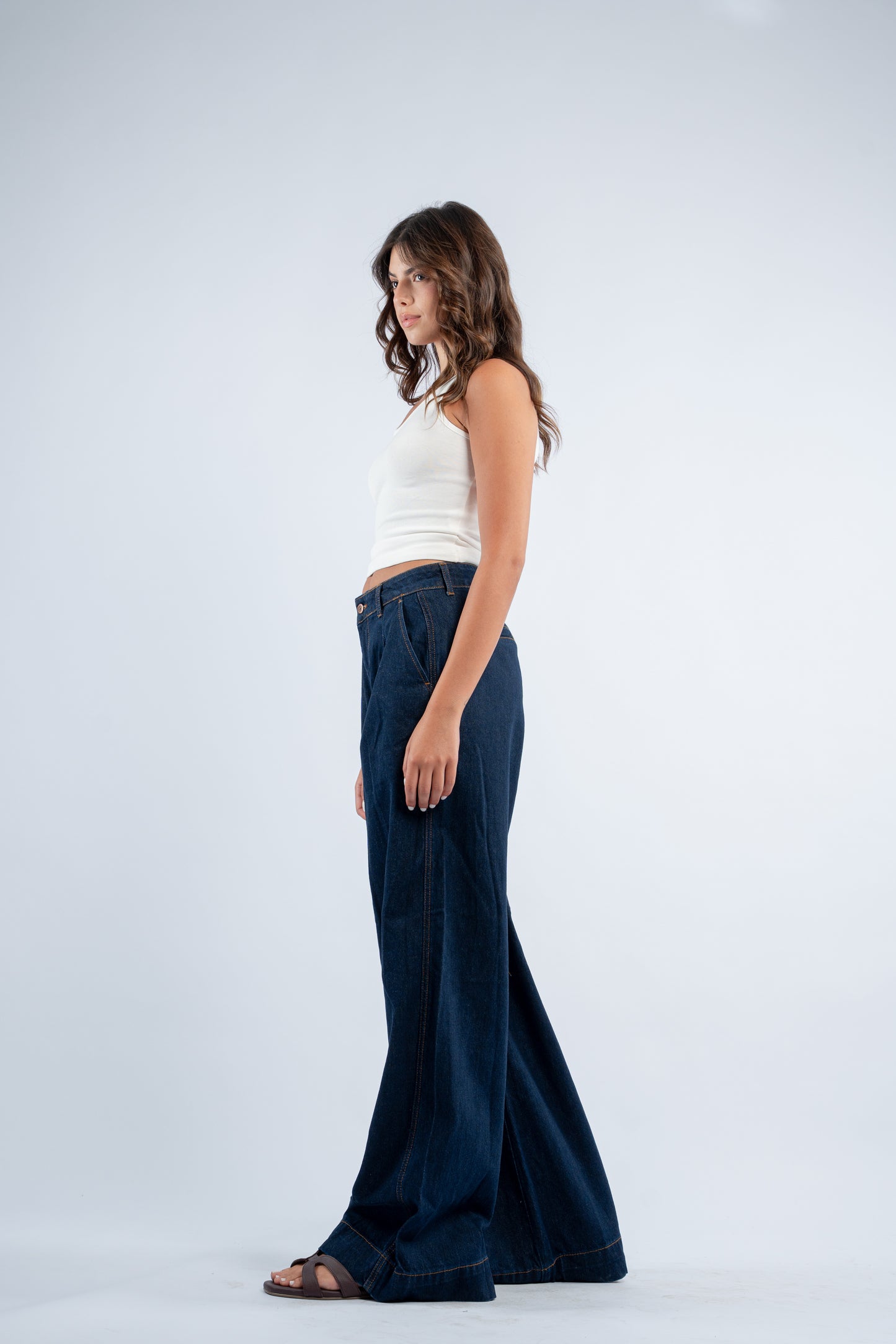 Mid- rise navy jeans